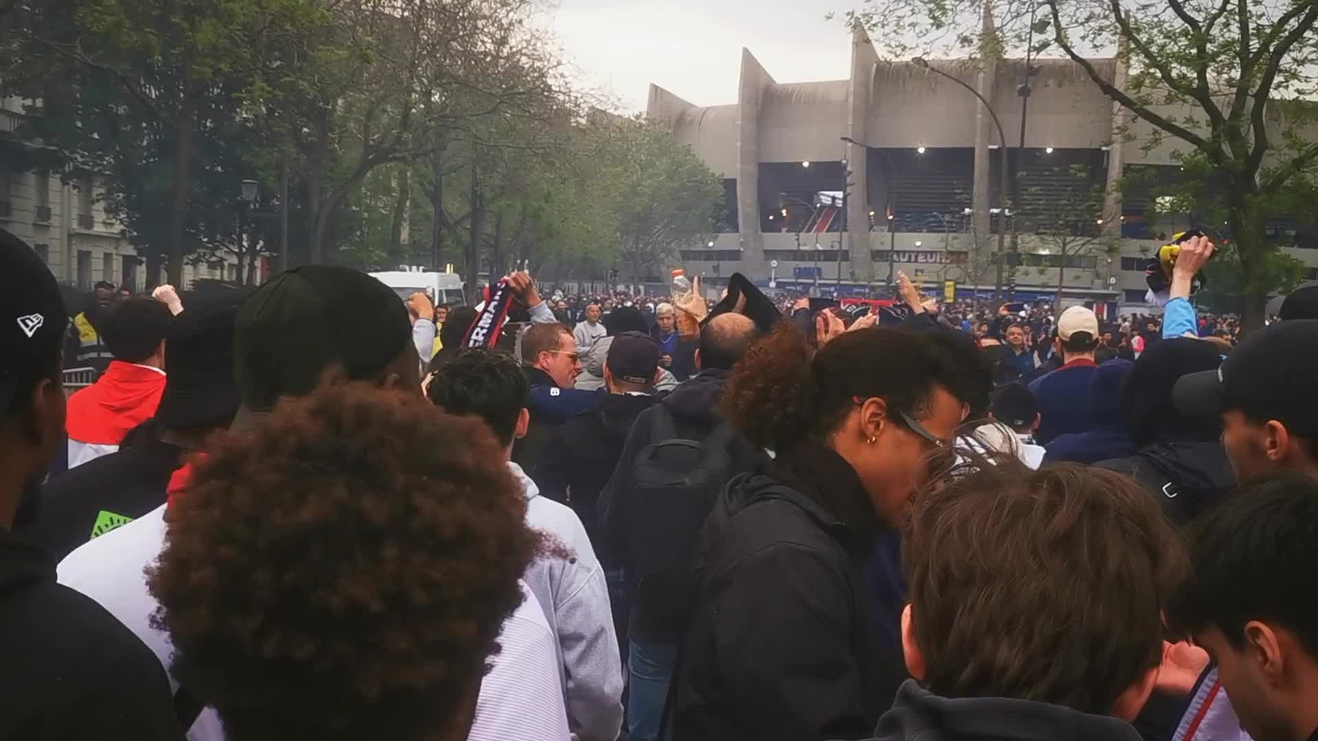 PSG Supporters Before the UEFA Champions League Match