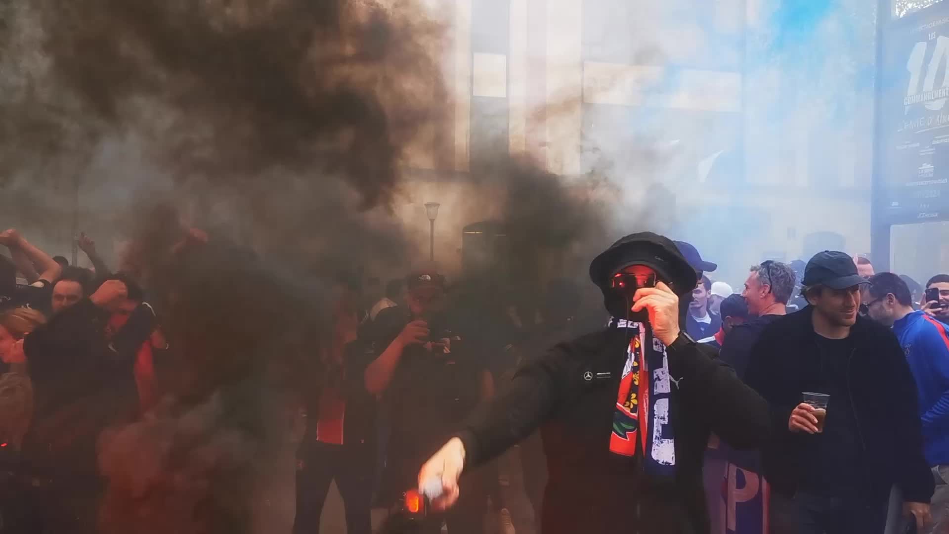 PSG Supporters Before the UEFA Champions League Match
