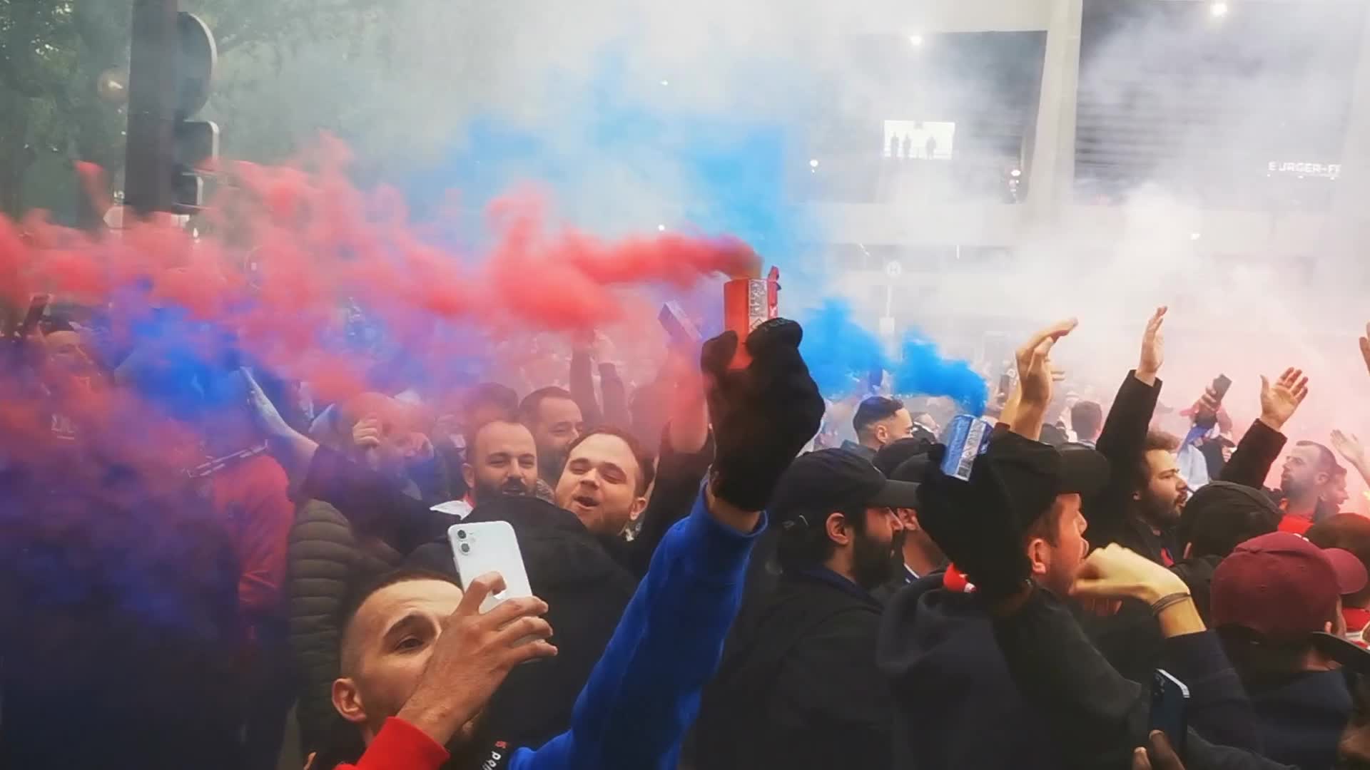 PSG Supporters Before the UEFA Champions League Match