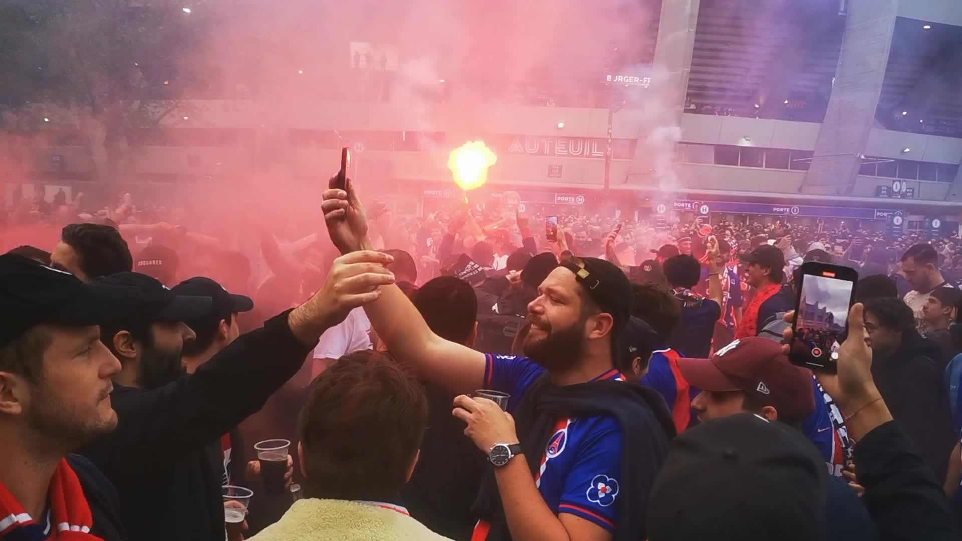 PSG Supporters Before the UEFA Champions League Match