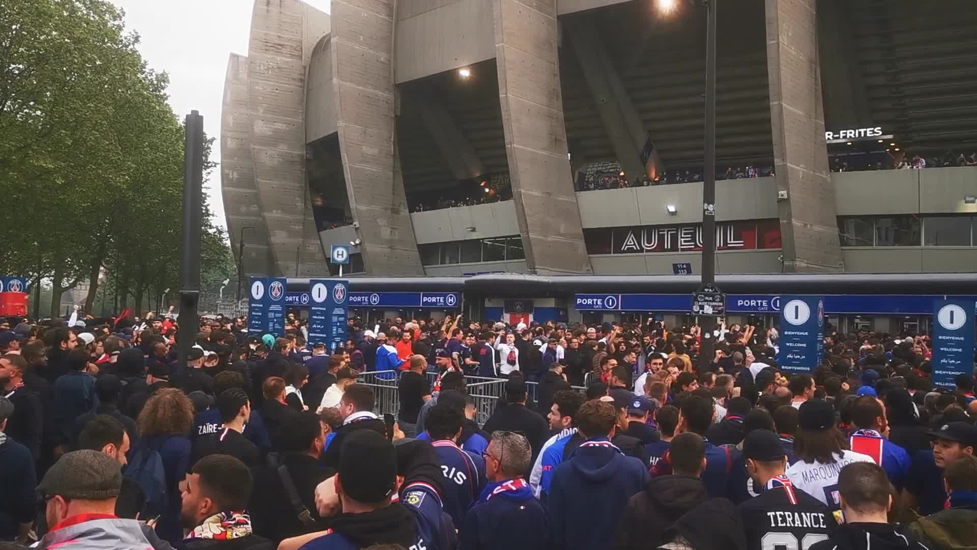 PSG Supporters Before the UEFA Champions League Match