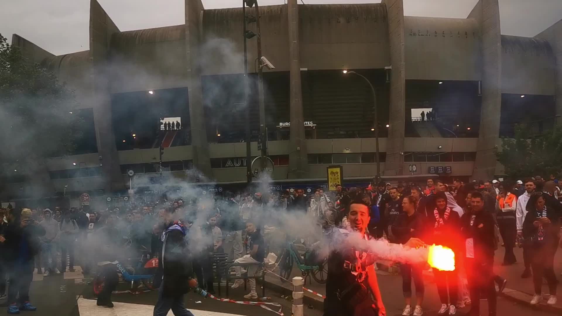 PSG Supporters Before the UEFA Champions League Match
