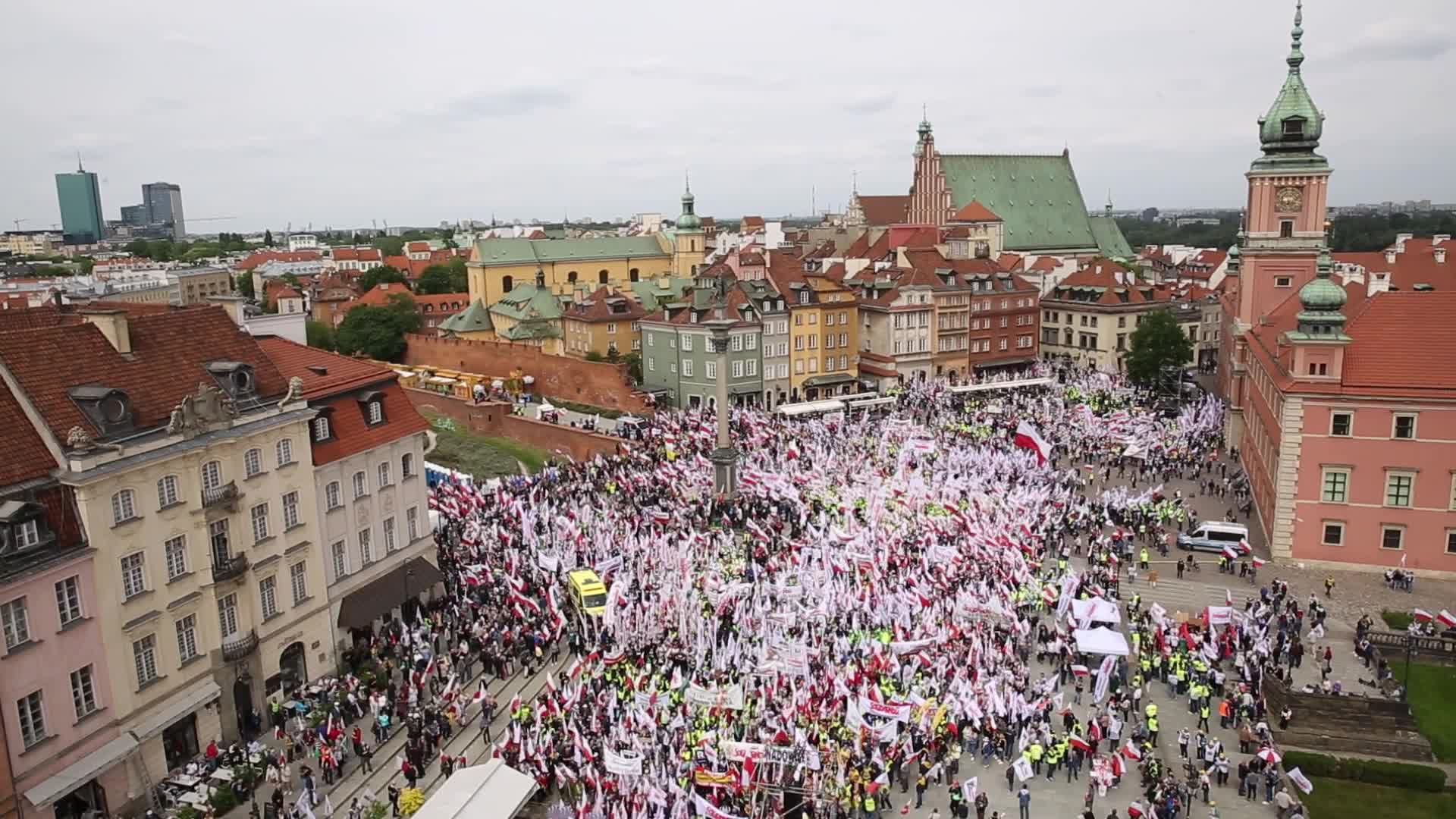 Polish Solidarity movement protest agains EU Green Deal in Warsaw