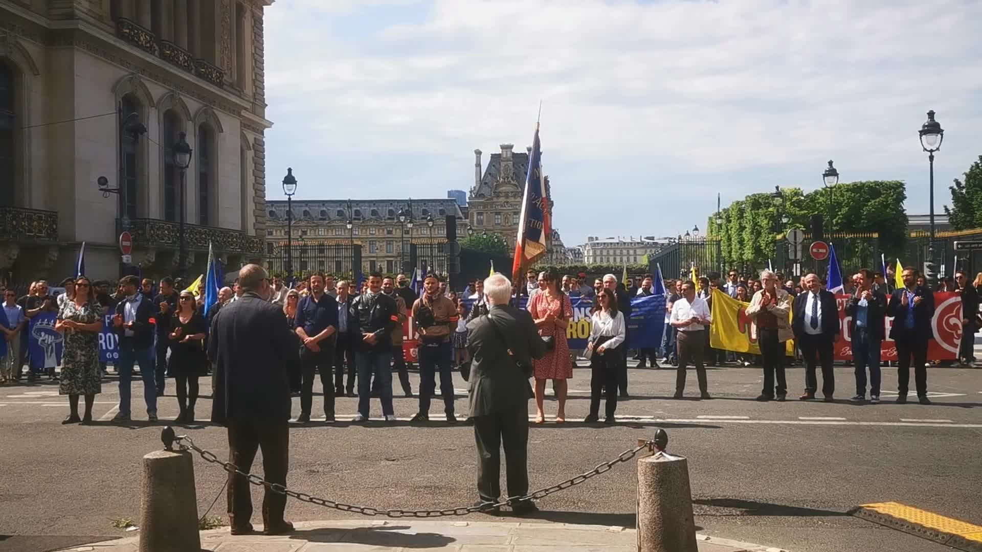 The far-right French monarchist movement Action française demonstrate in Paris