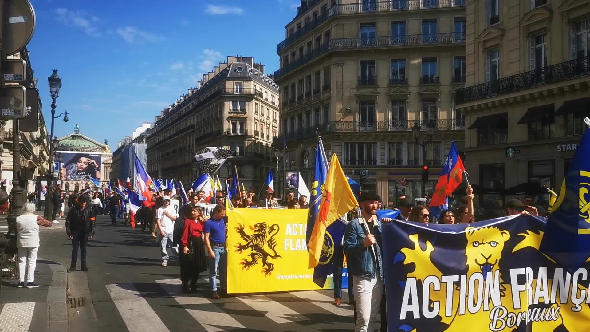The far-right French monarchist movement Action française demonstrate in Paris