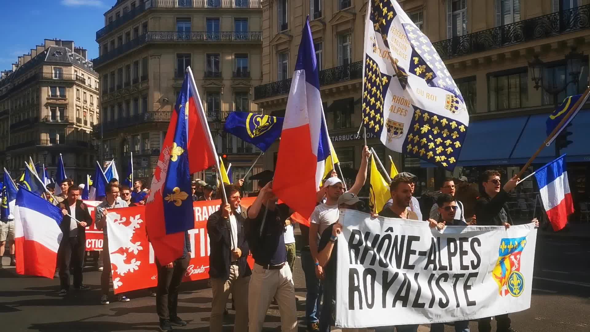 The far-right French monarchist movement Action française demonstrate in Paris