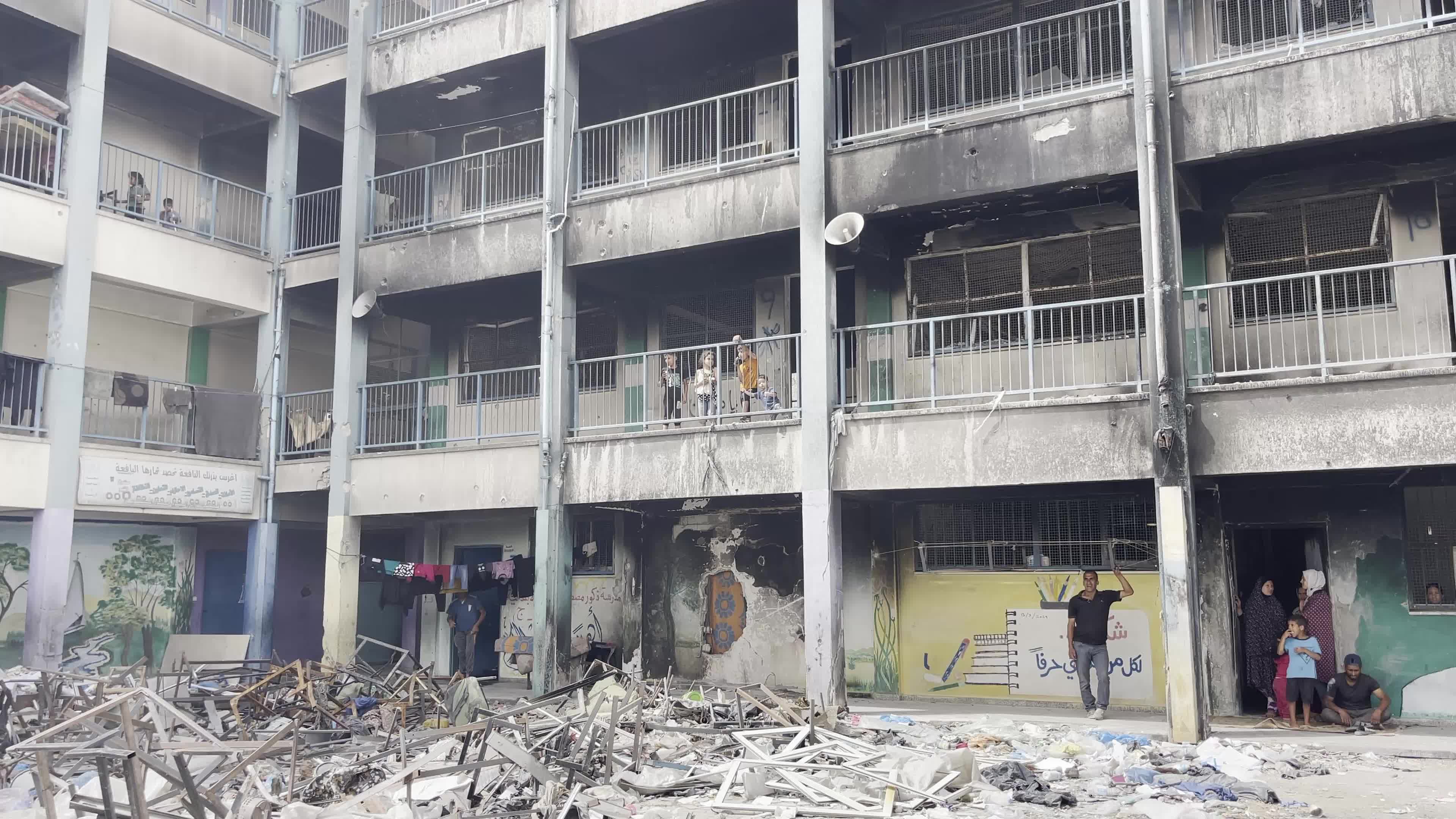 Displaced Palestinians Seek Refuge in Khan Yunis School Amid Hamas-Israel Conflict