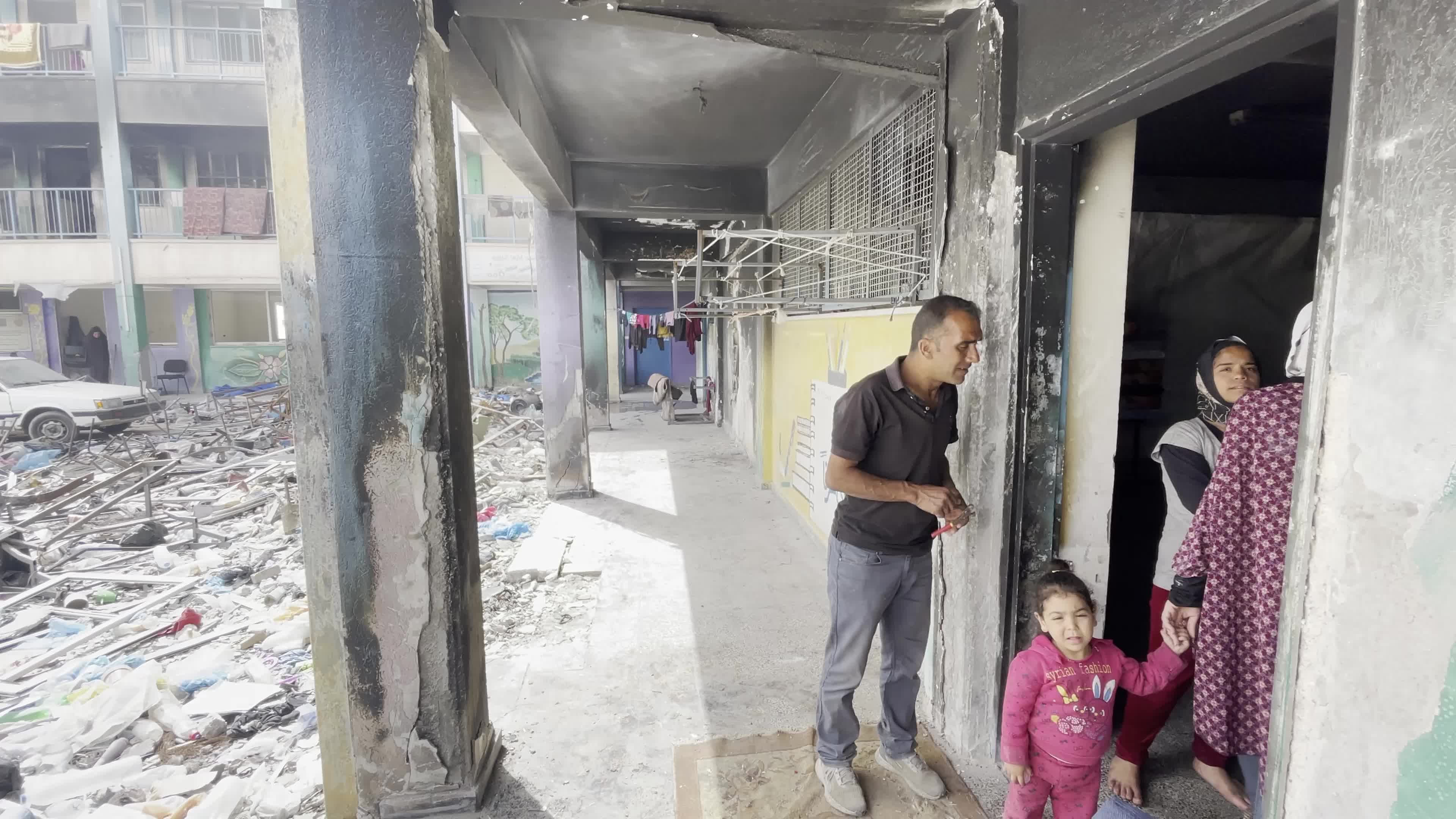 Displaced Palestinians Seek Refuge in Khan Yunis School Amid Hamas-Israel Conflict