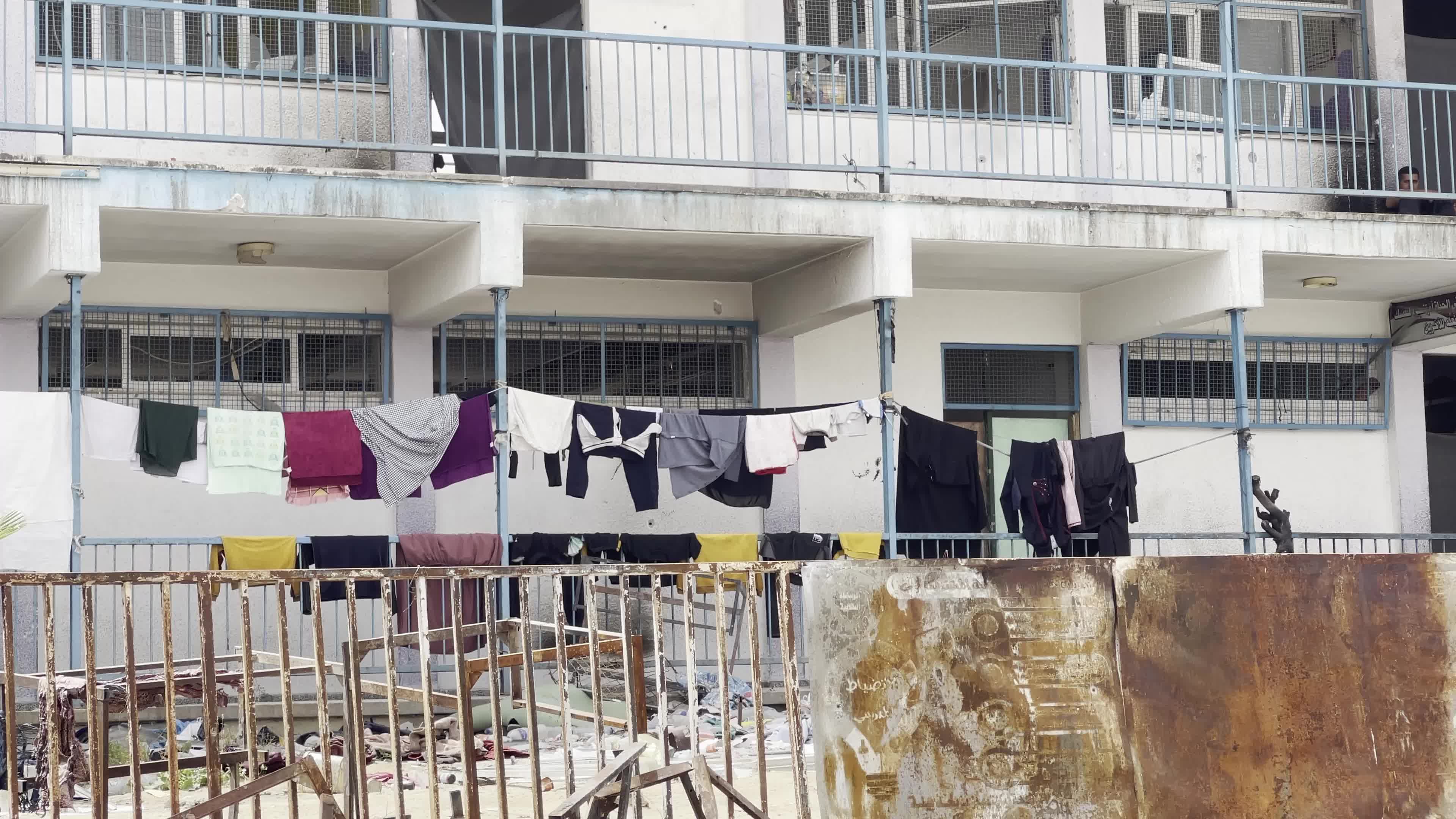 Displaced Palestinians Seek Refuge in Khan Yunis School Amid Hamas-Israel Conflict