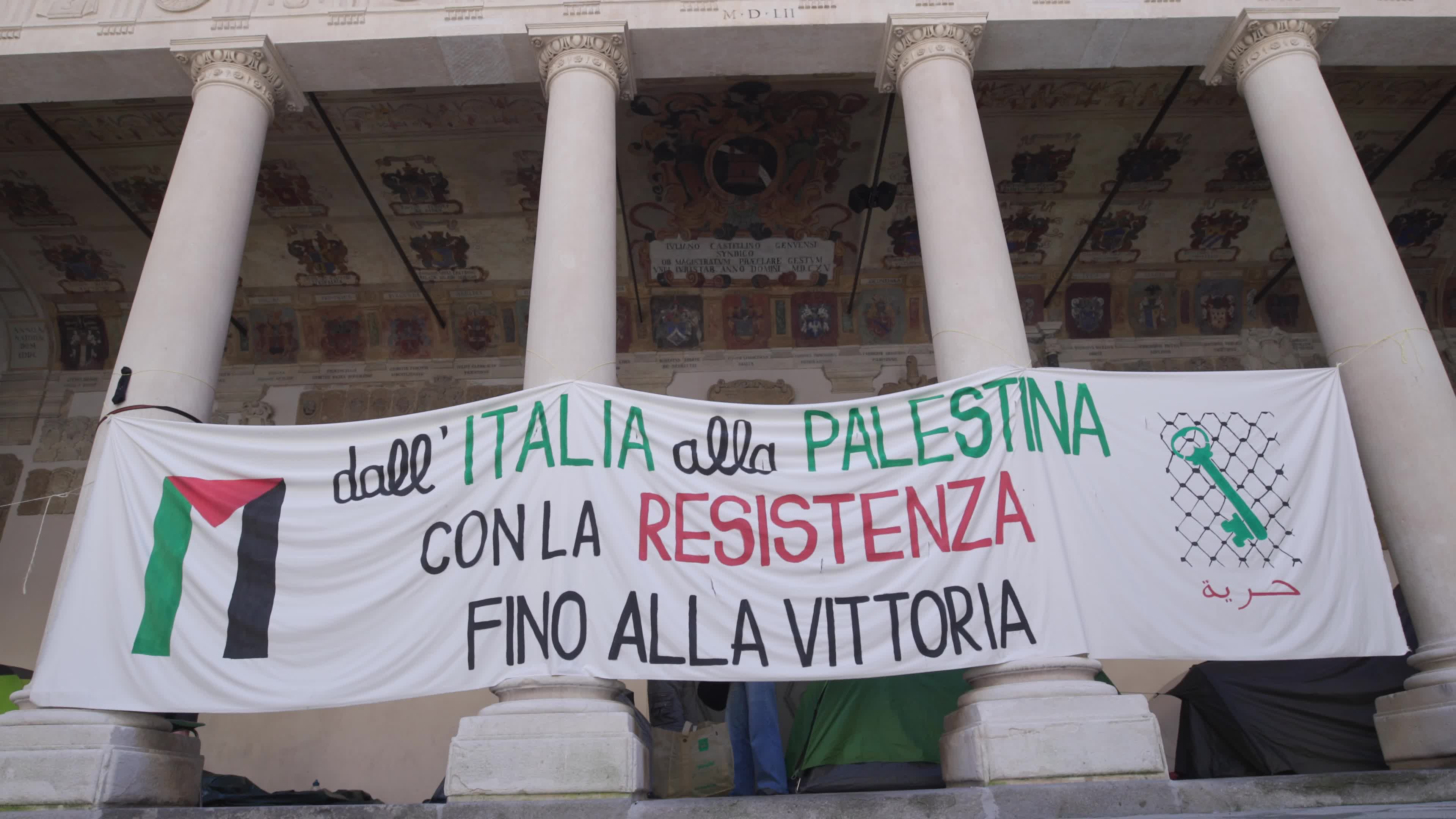 Activists Set Up Gaza Solidarity Camps Across Palazzo Bo at the University of Padua