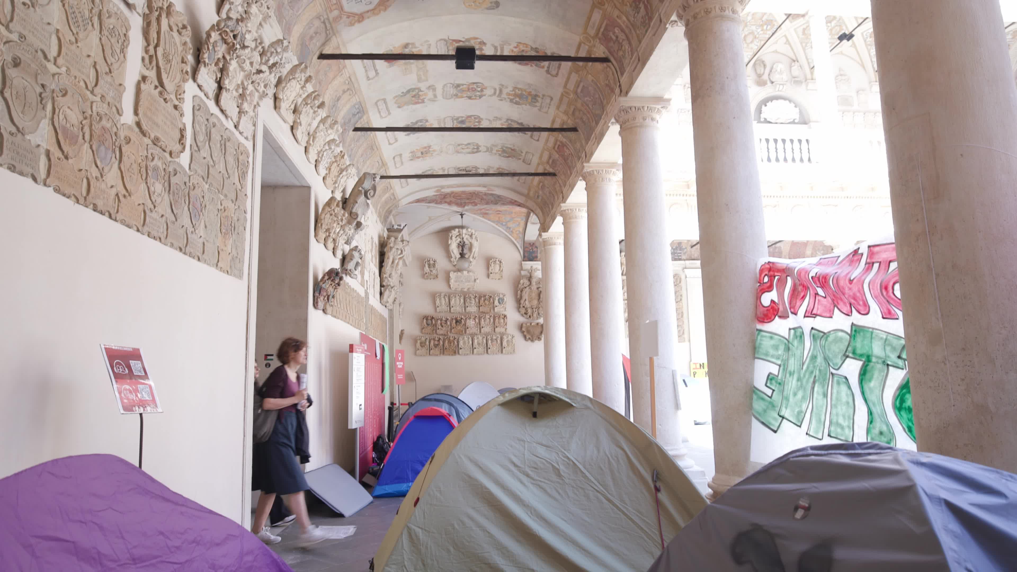 Activists Set Up Gaza Solidarity Camps Across Palazzo Bo at the University of Padua