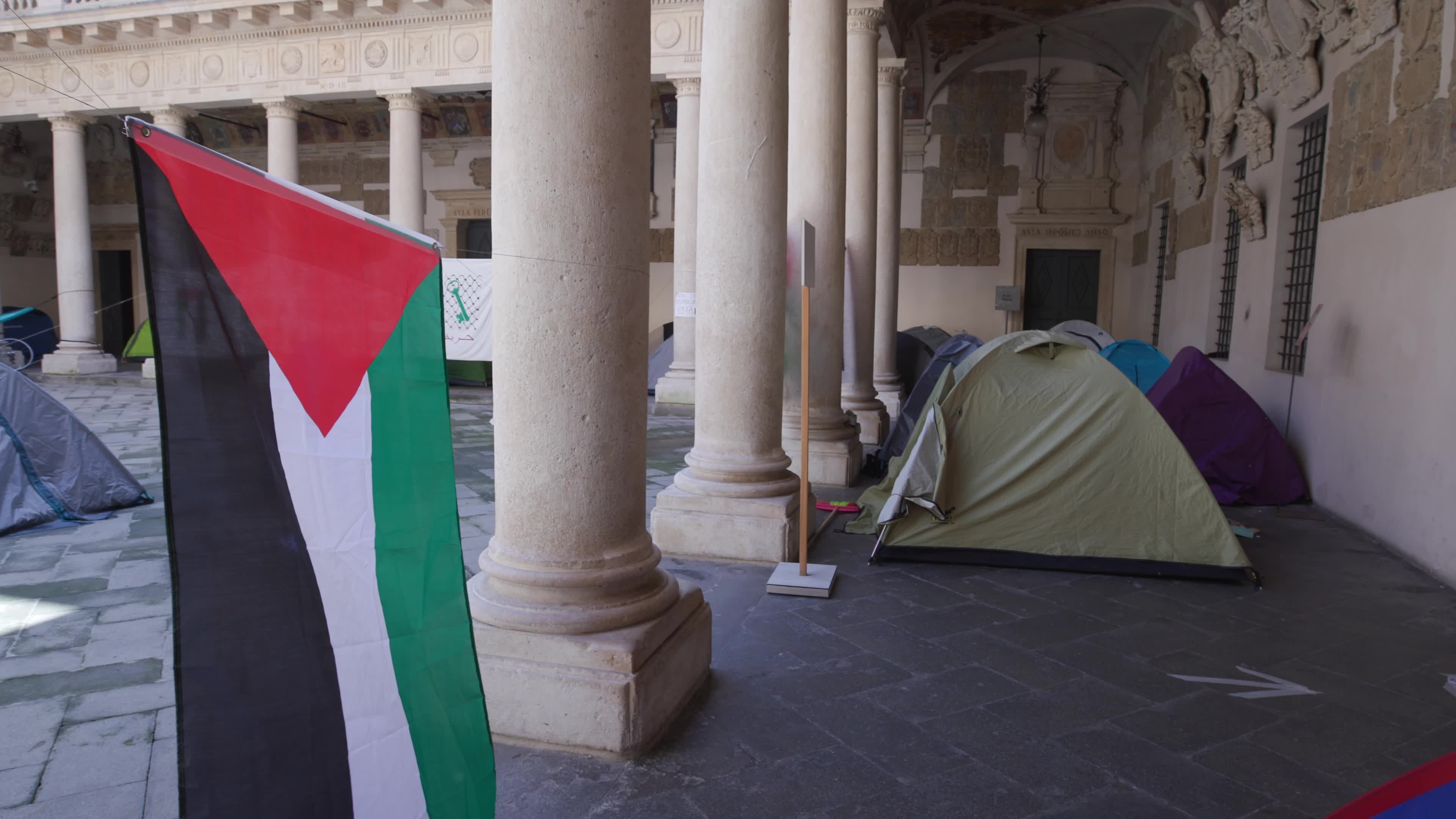 Activists Set Up Gaza Solidarity Camps Across Palazzo Bo at the University of Padua