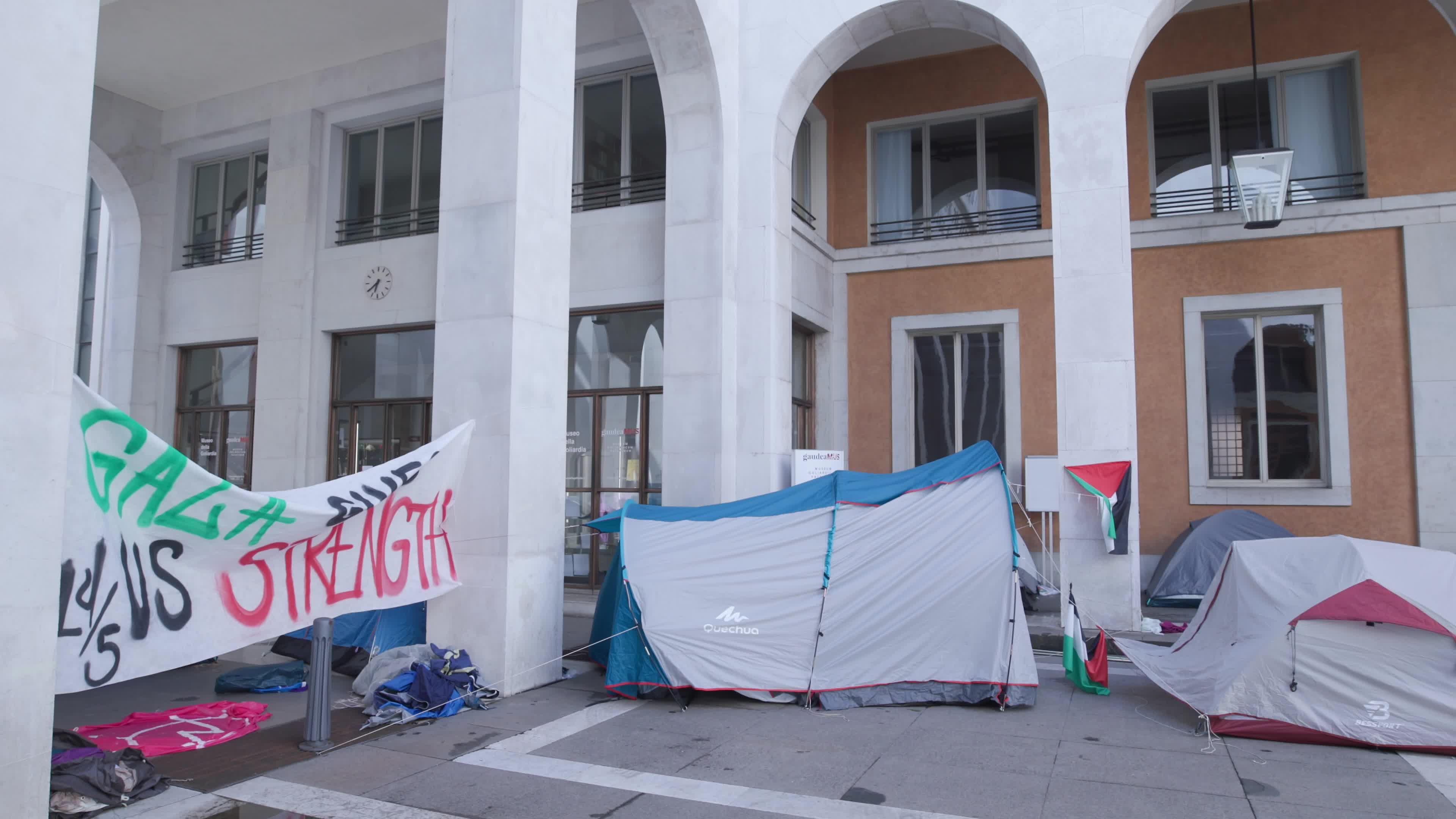 Activists Set Up Gaza Solidarity Camps Across Palazzo Bo at the University of Padua