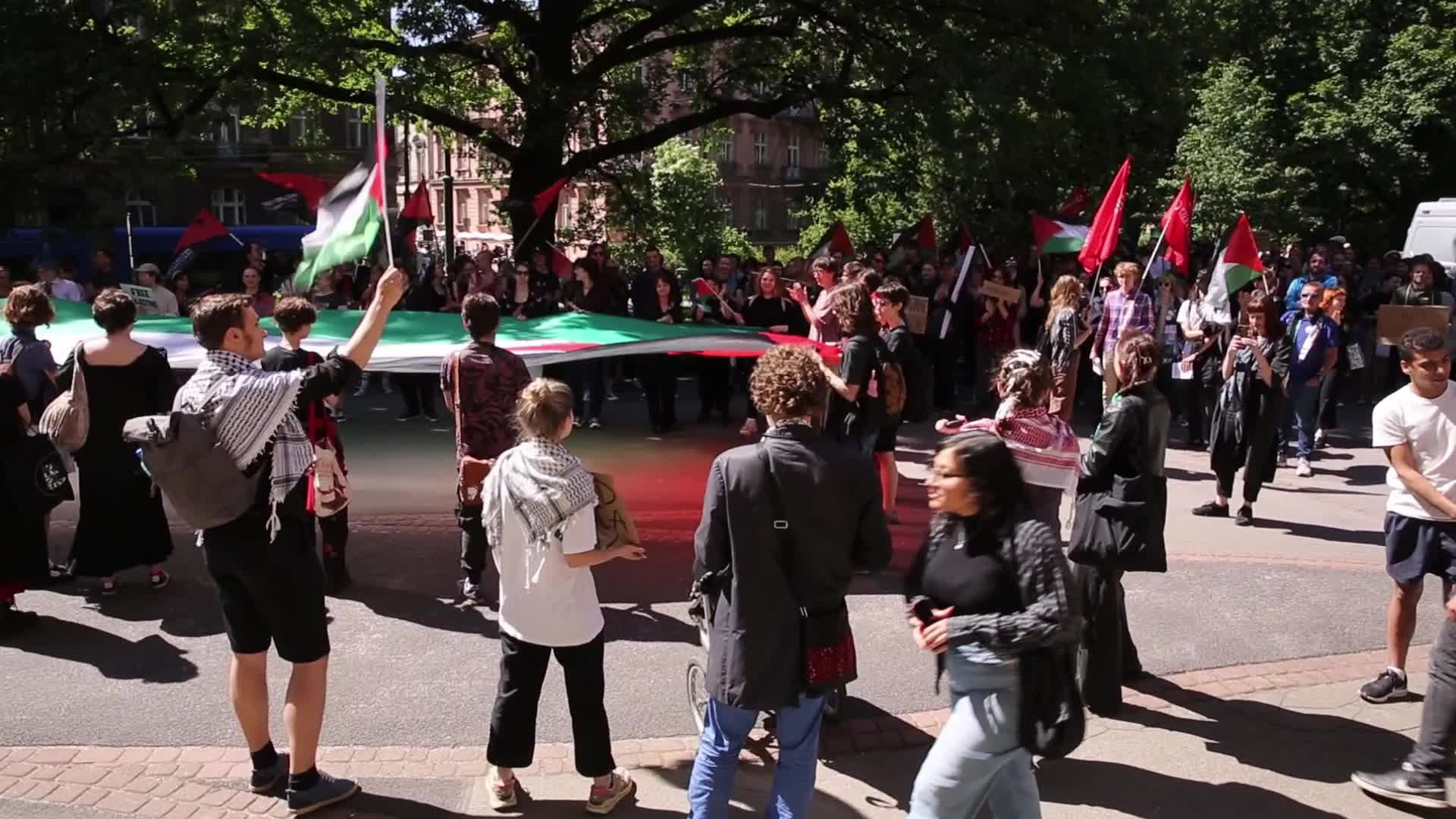 Polish students protest against Israeli military actions in Gaza