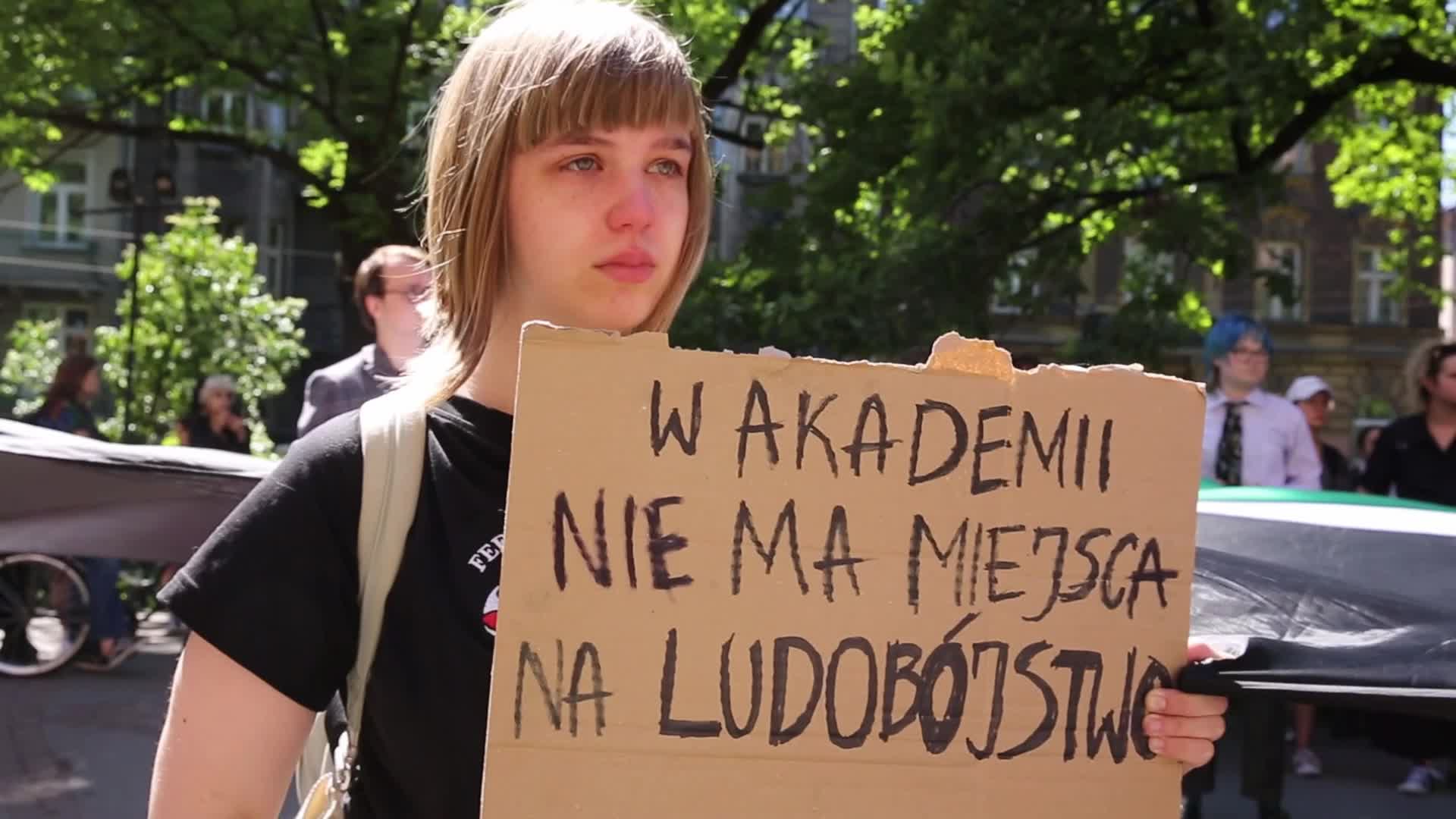 Polish students protest against Israeli military actions in Gaza