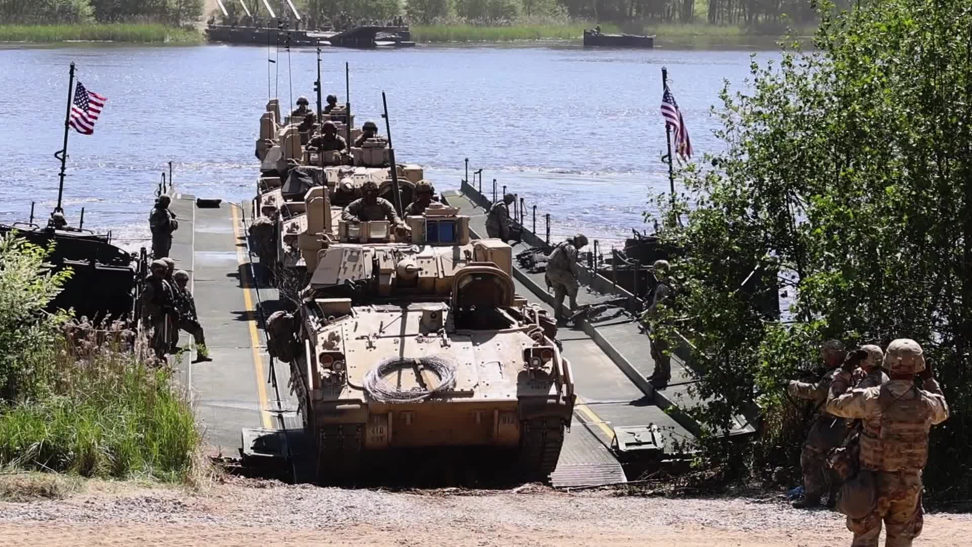 British and the US Army exercise on Polish Drawsko poligon as part of Steadfast Defender 2024