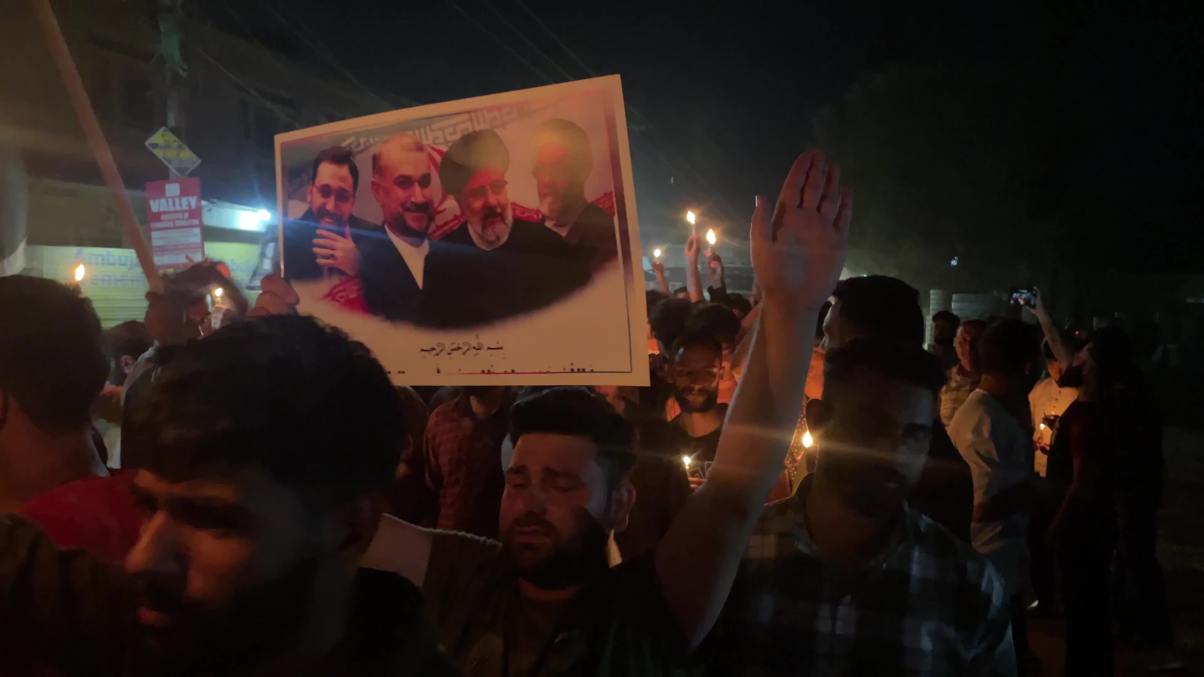 Candlelight Vigil in Kashmir for Iranian President Raisi, Killed in Helicopter Crash
