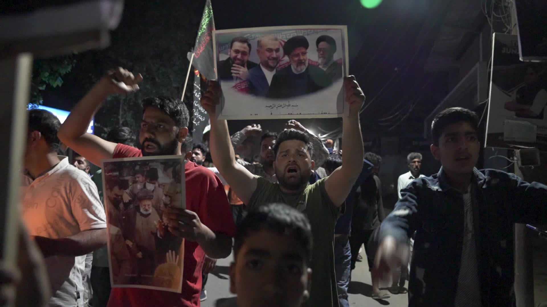 Rally in Kashmir Paying Tribute to Iranian President Raisi and others.