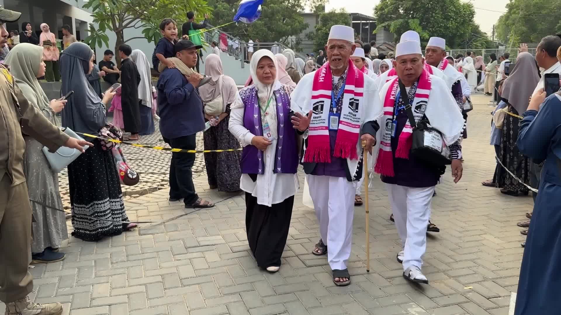 Pilgrimage Hajj to Mecca farewell in Indonesia