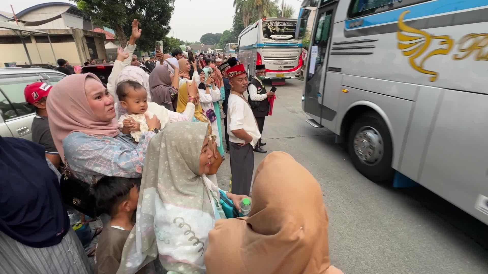 Pilgrimage Hajj to Mecca farewell in Indonesia
