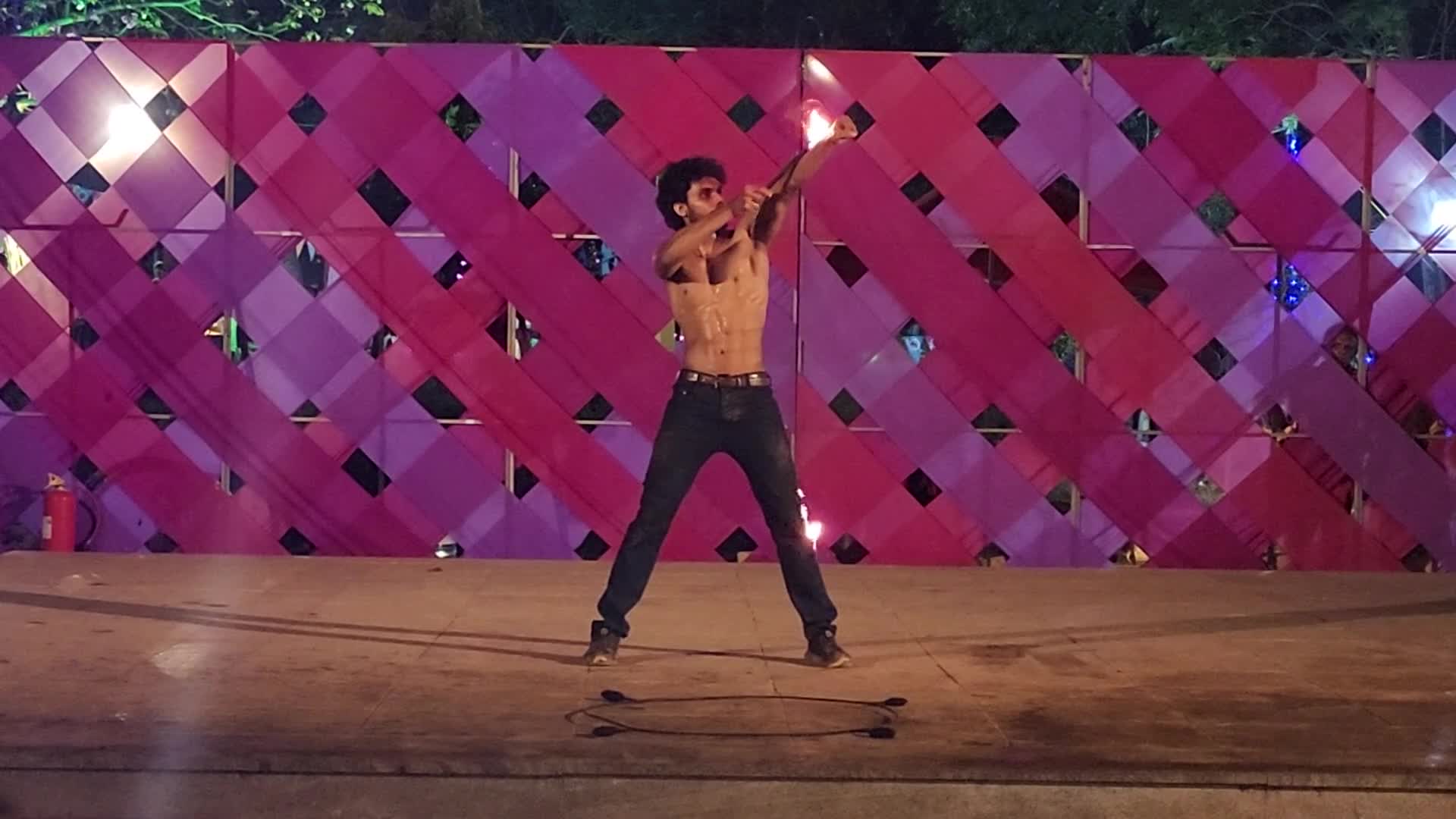 Fire dancers perform during Har Fest