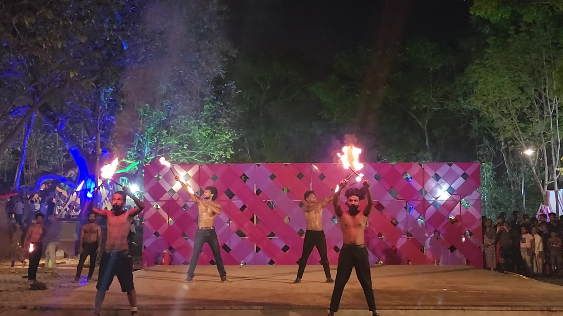 Fire dancers perform during Har Fest