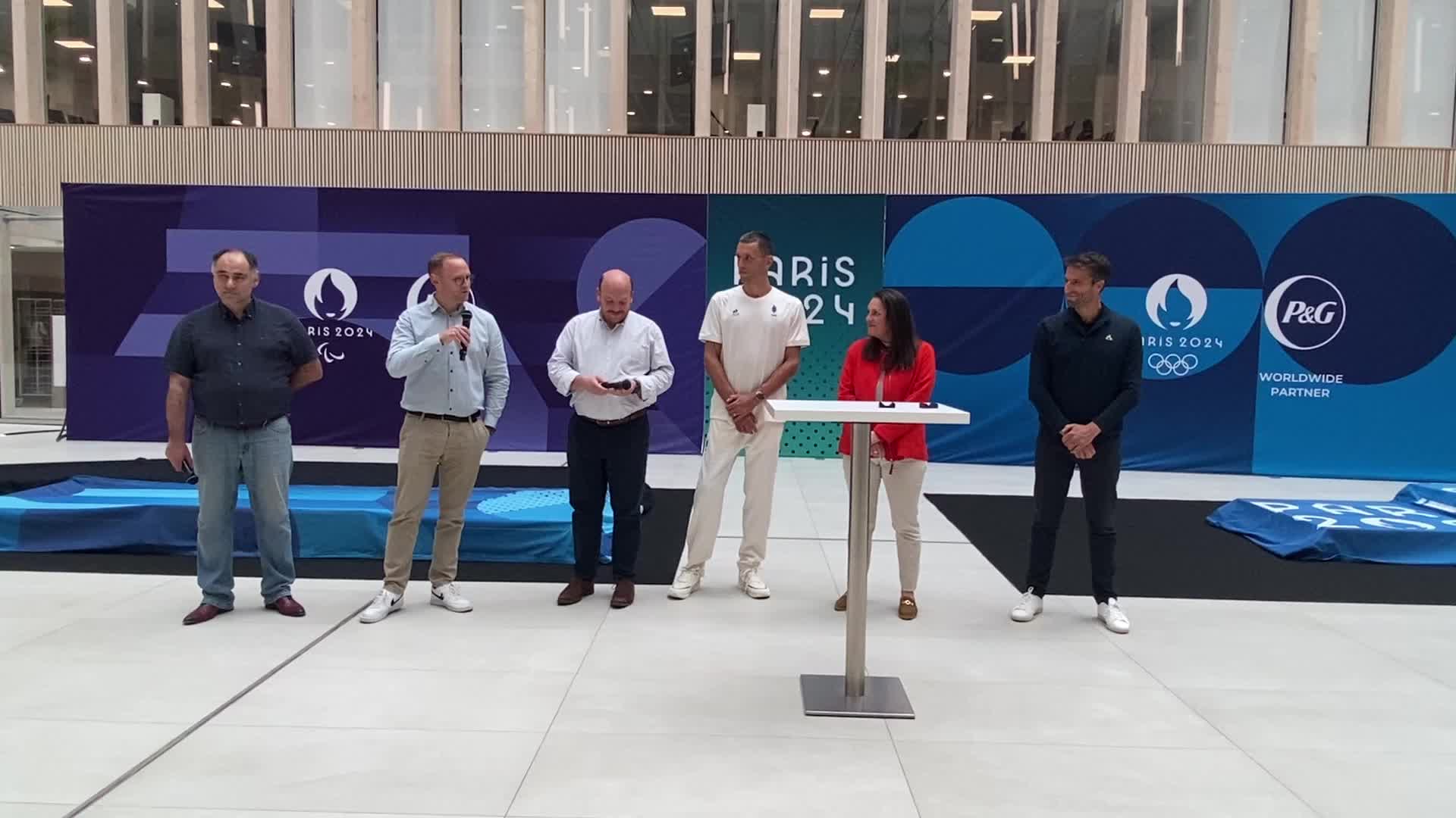 Unveiling the podiums of Paris 2024 Olympics, in Paris.