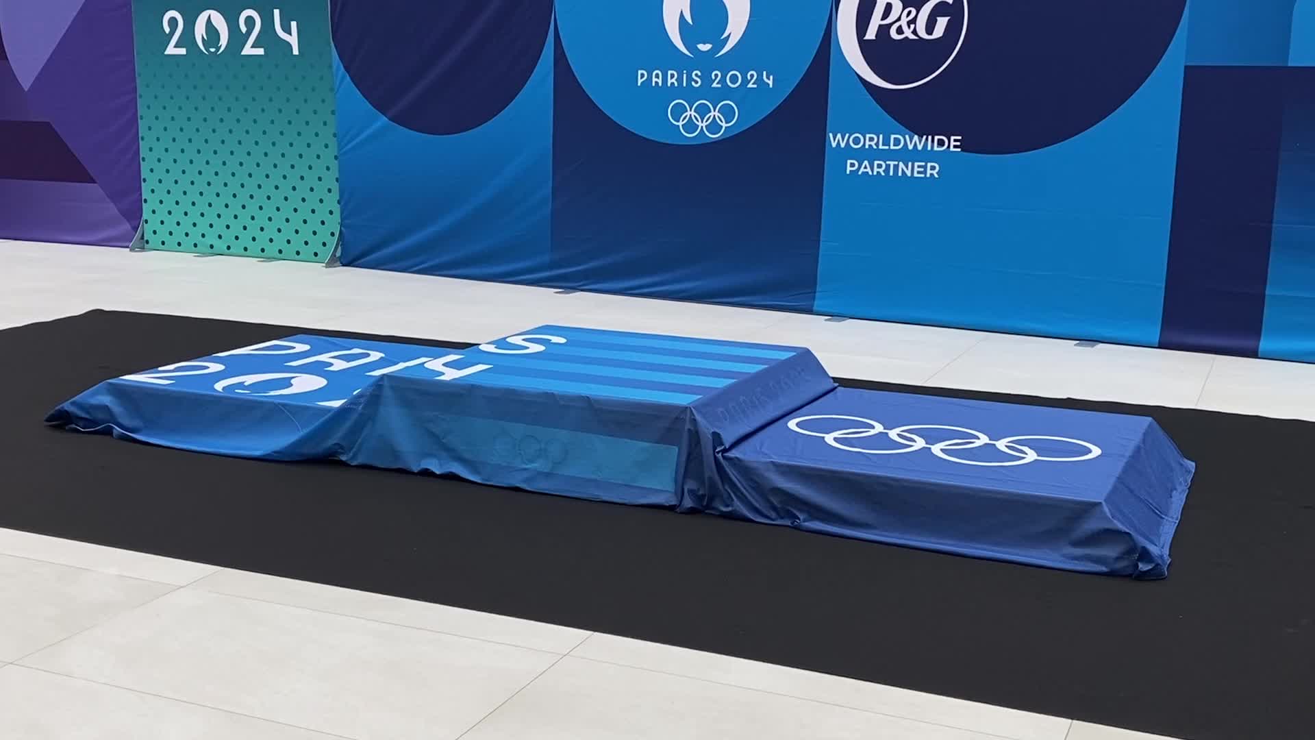 Unveiling the podiums of Paris 2024 Olympics, in Paris.