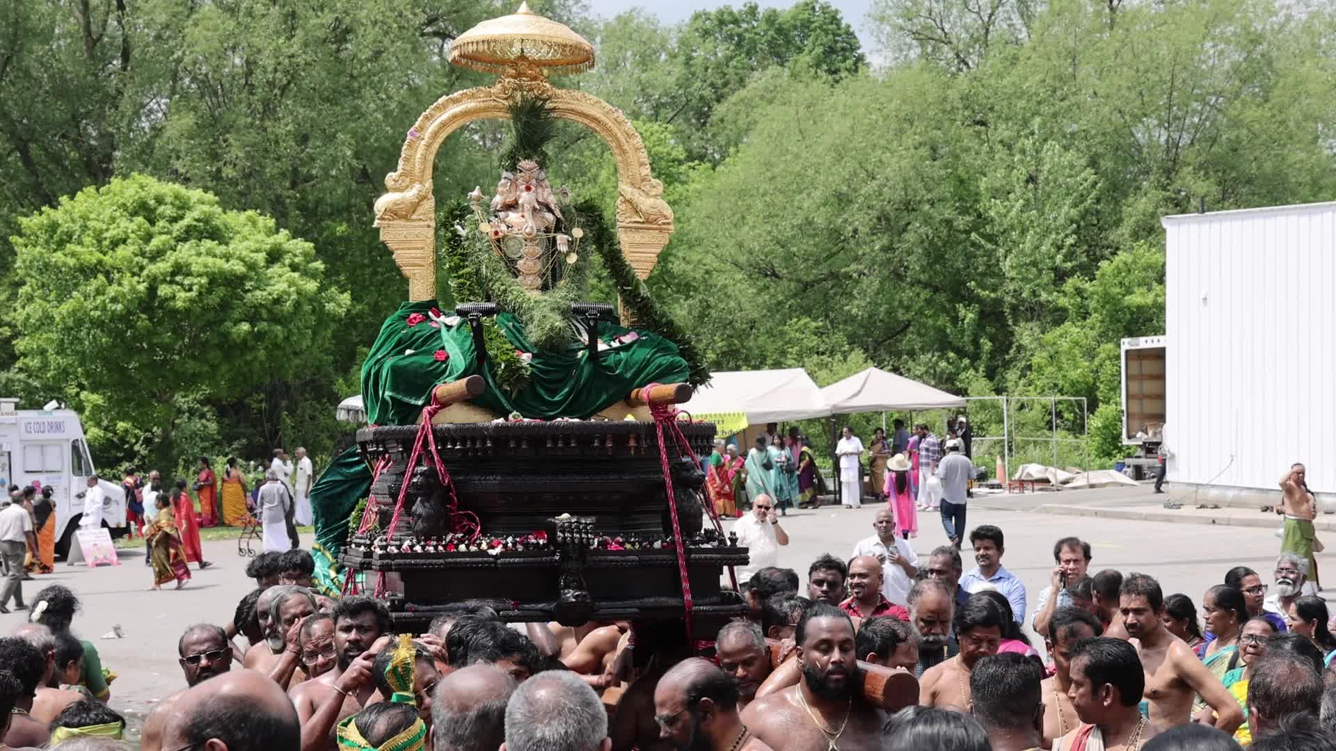 Tamil Hindu devotees celebrate the Ganesha Mahotshava Vingnapanam Festival