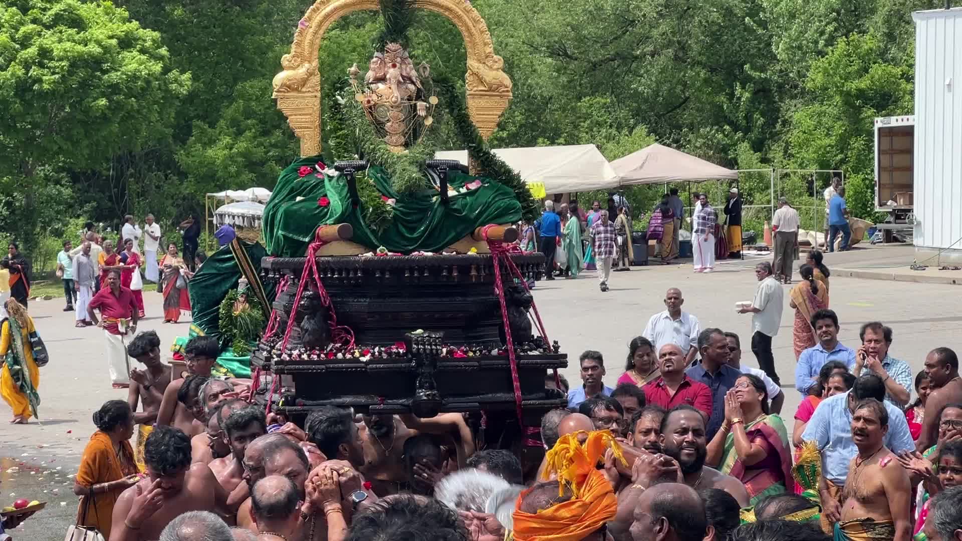 Tamil Hindu devotees celebrate the Ganesha Mahotshava Vingnapanam Festival