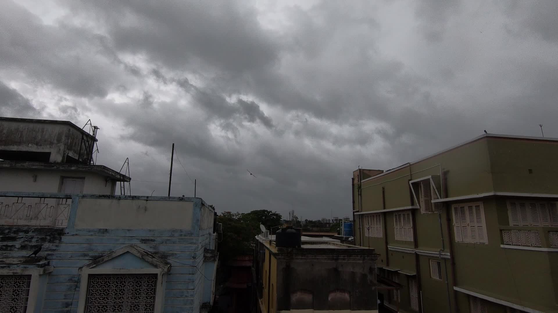 Cloud on city skyline before severe cyclonic Storm Remal