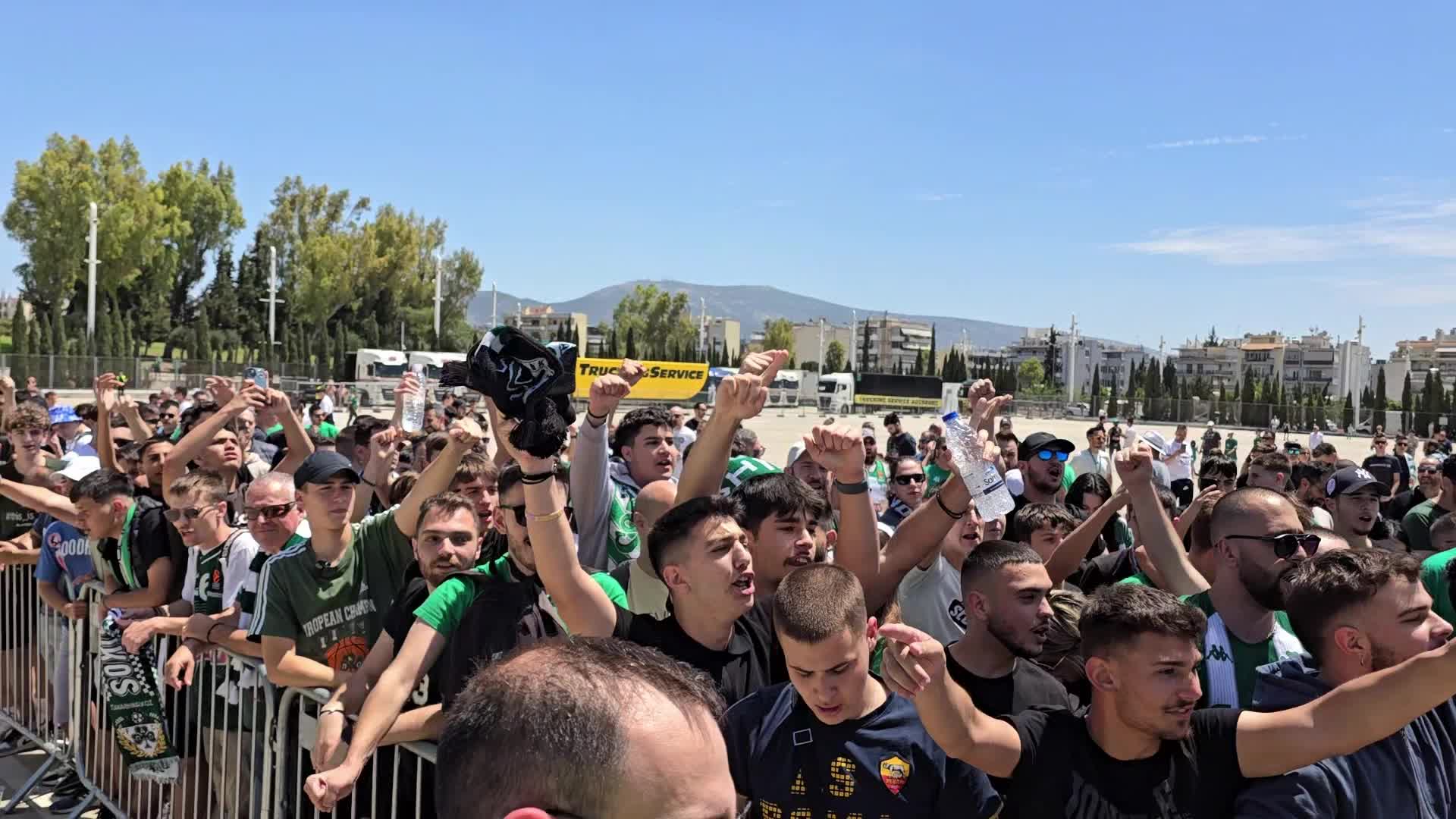 Panathinaikos AKTOR BC Celebrations With Fans After Winning EuroLeague Championship in Athens Greece