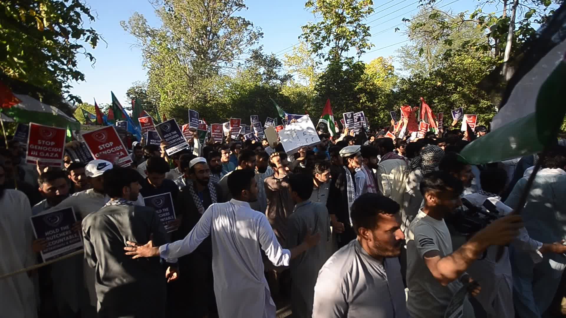 Pakistan's Jamaat-e-Islami party student wing rally in solidarity with the Palestinian people, in Peshawar 