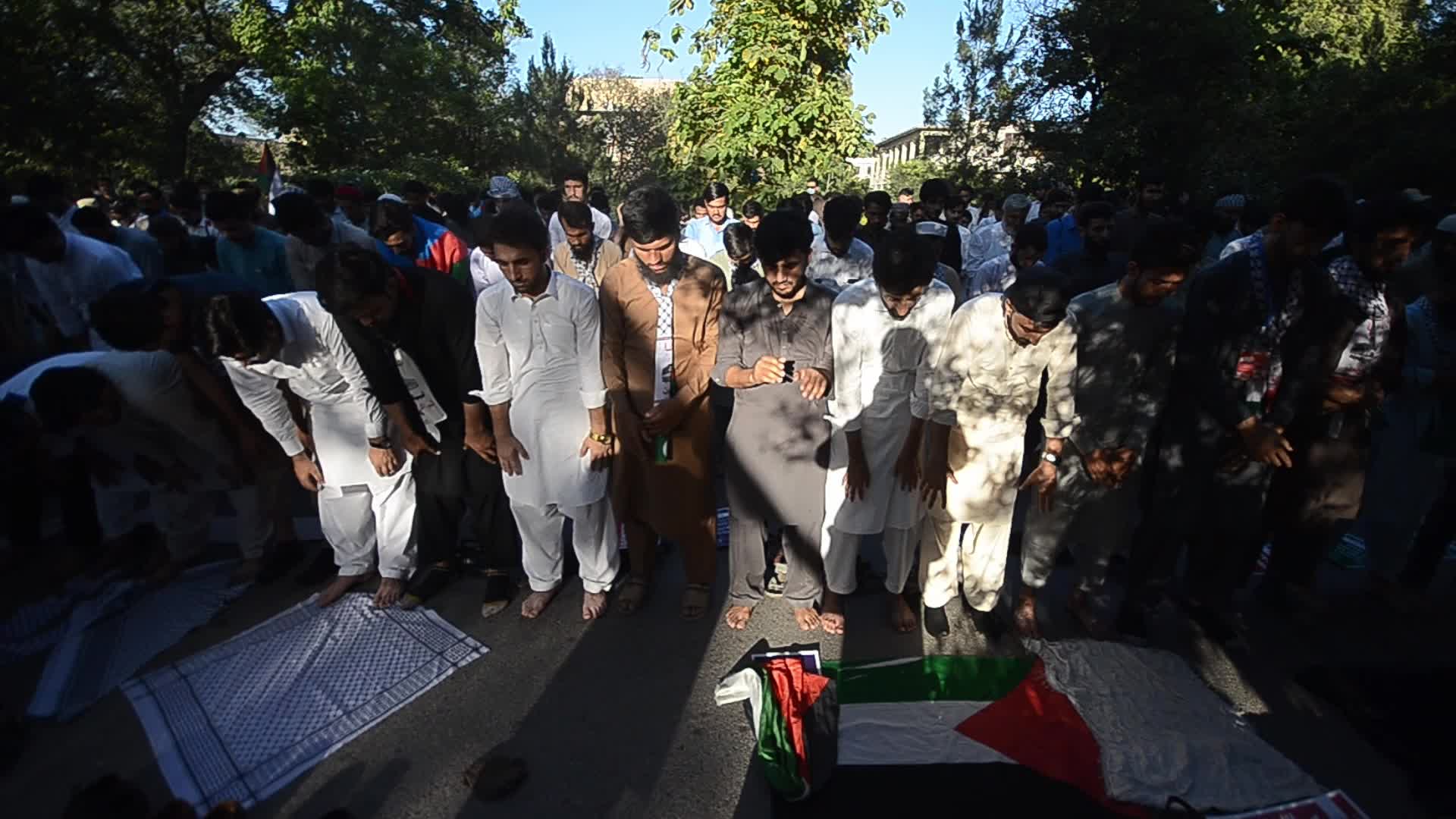 Pakistan's Jamaat-e-Islami party student wing rally in solidarity with the Palestinian people, in Peshawar 