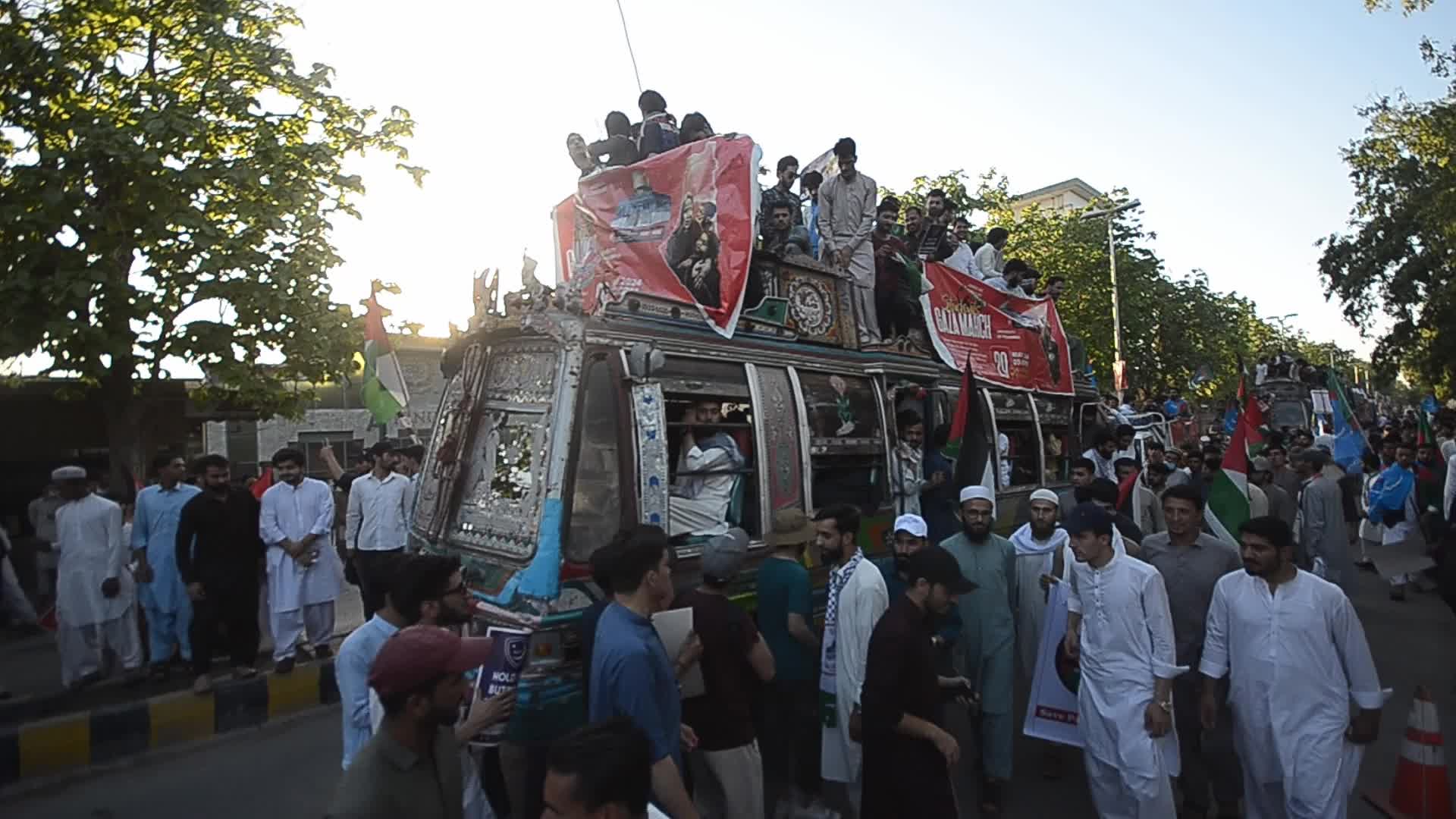 Pakistan's Jamaat-e-Islami party student wing rally in solidarity with the Palestinian people, in Peshawar 