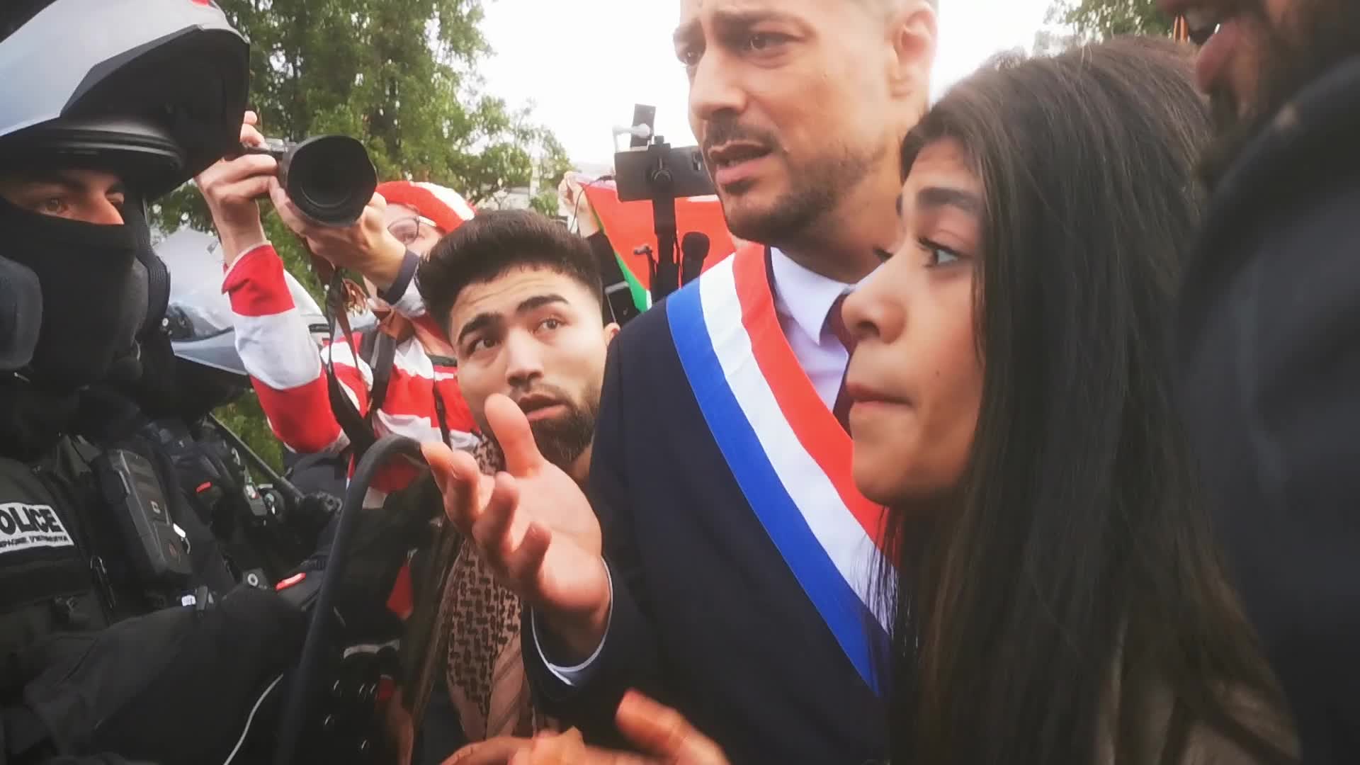 Pro-Palestinian demonstration in front of TF1 TV station in Paris