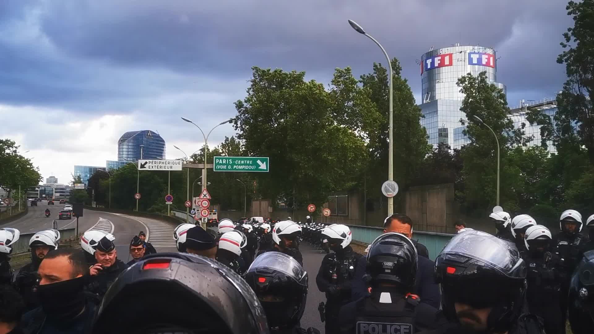 Pro-Palestinian demonstration in front of TF1 TV station in Paris