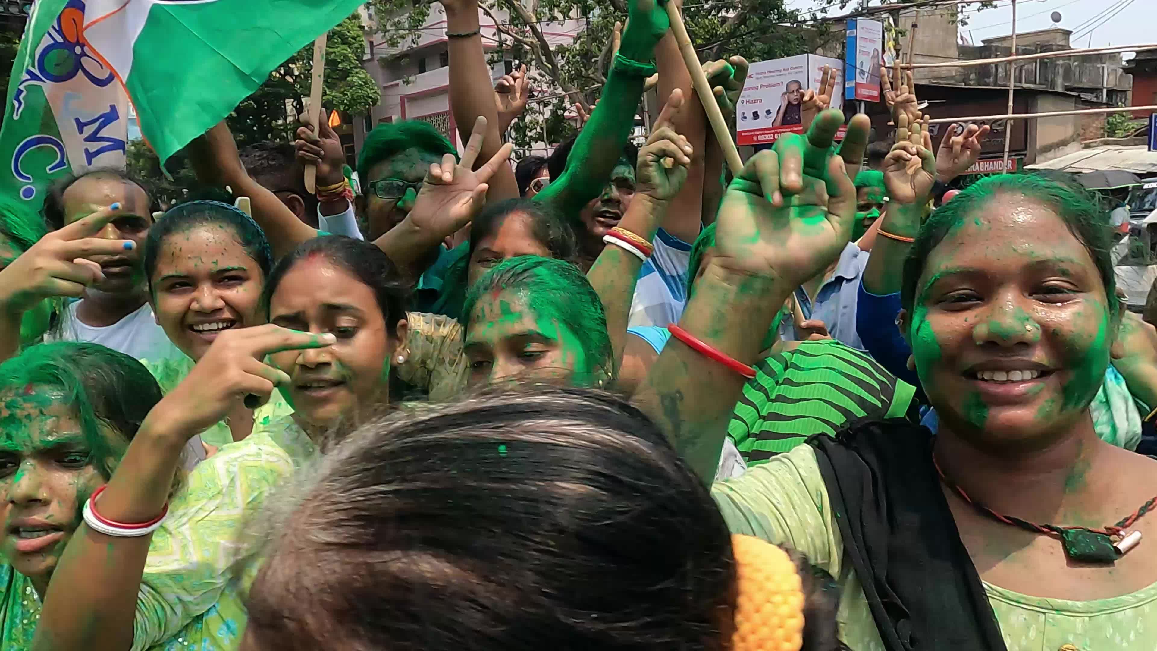 TMC Supporters Celebrate Majority Win In Lok Sabha Seats In West Bengal 