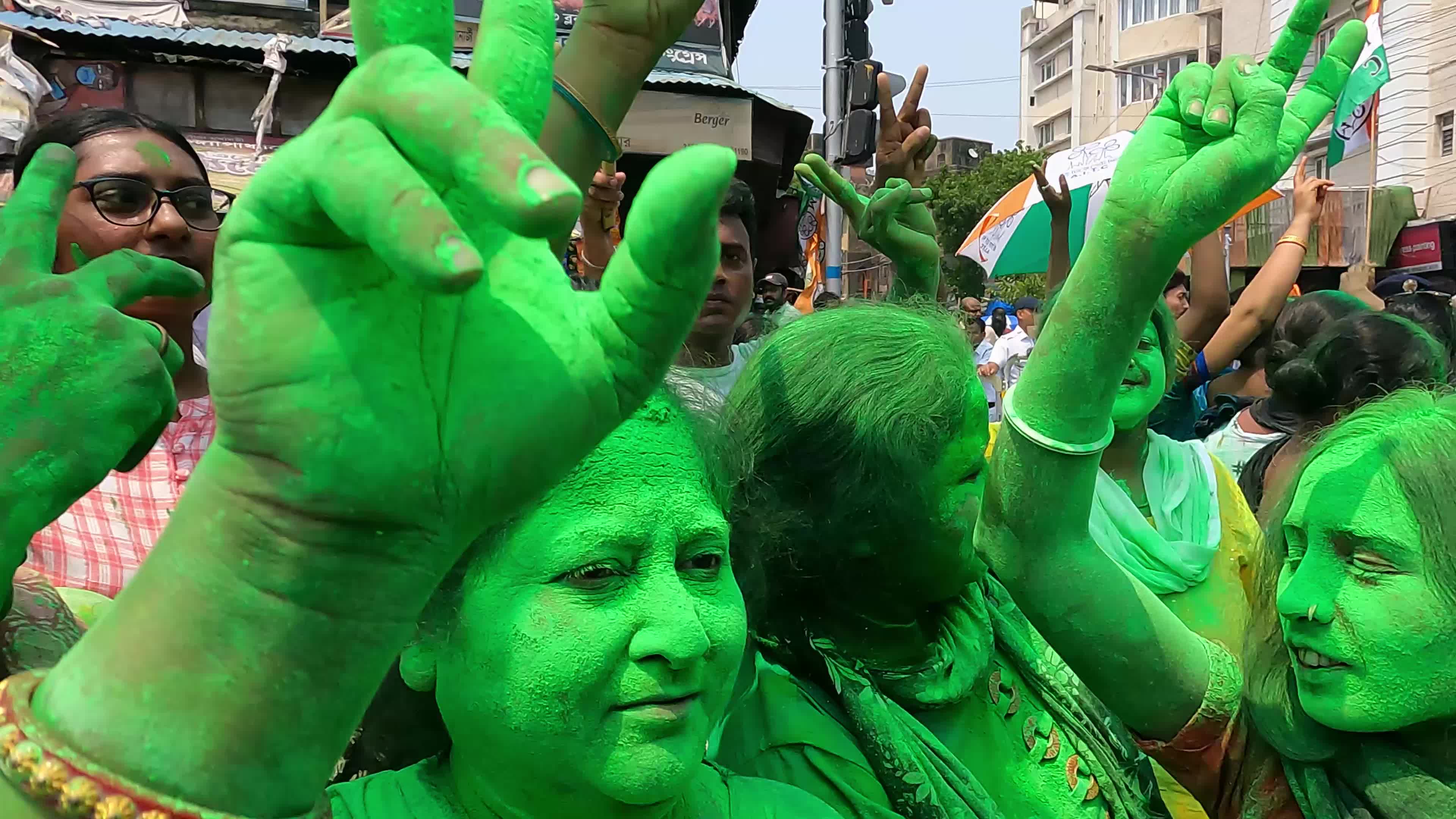 TMC Supporters Celebrate Majority Win In Lok Sabha Seats In West Bengal 