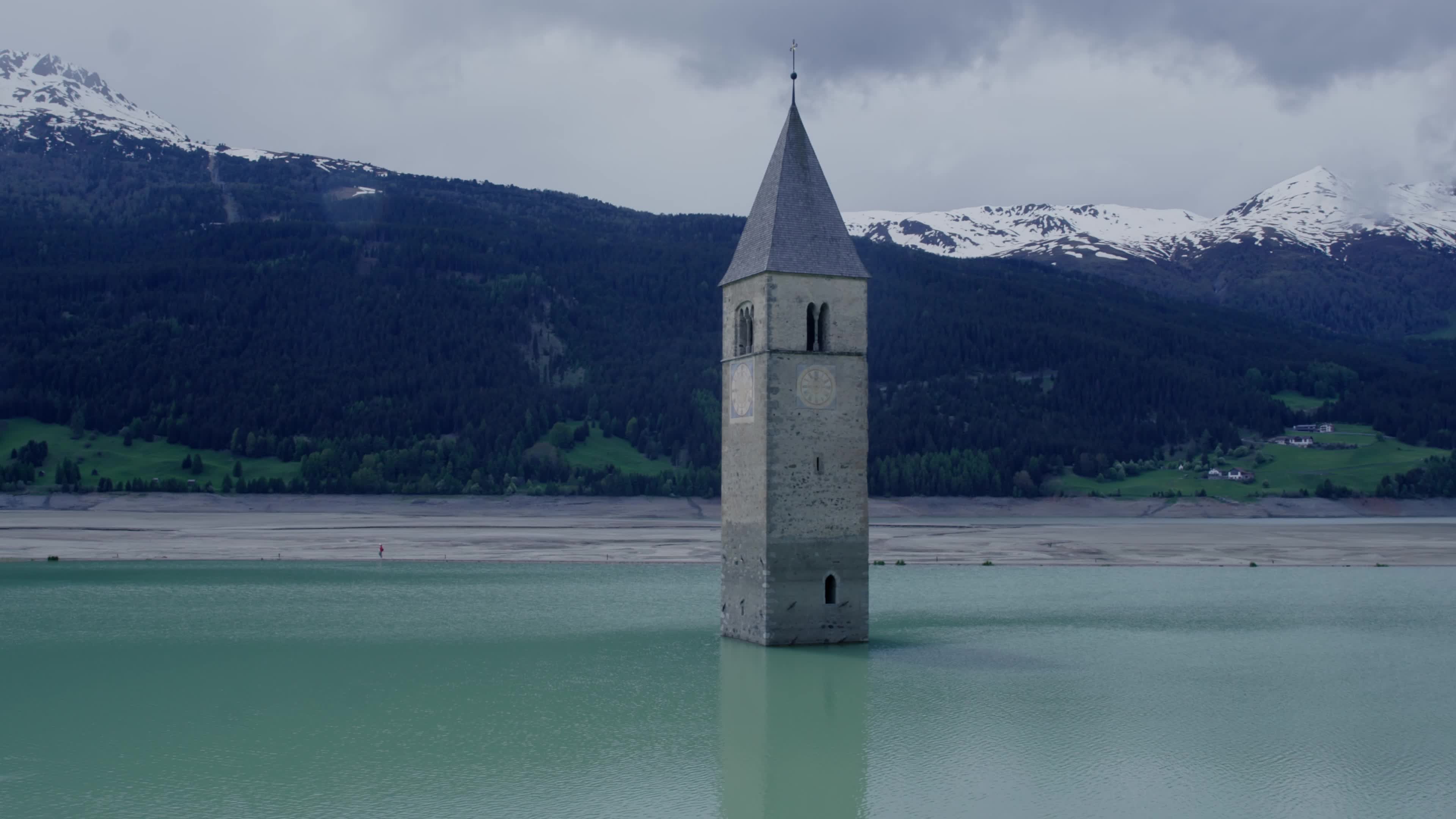 Reschensee Lake Drained for Alpine Road Construction
