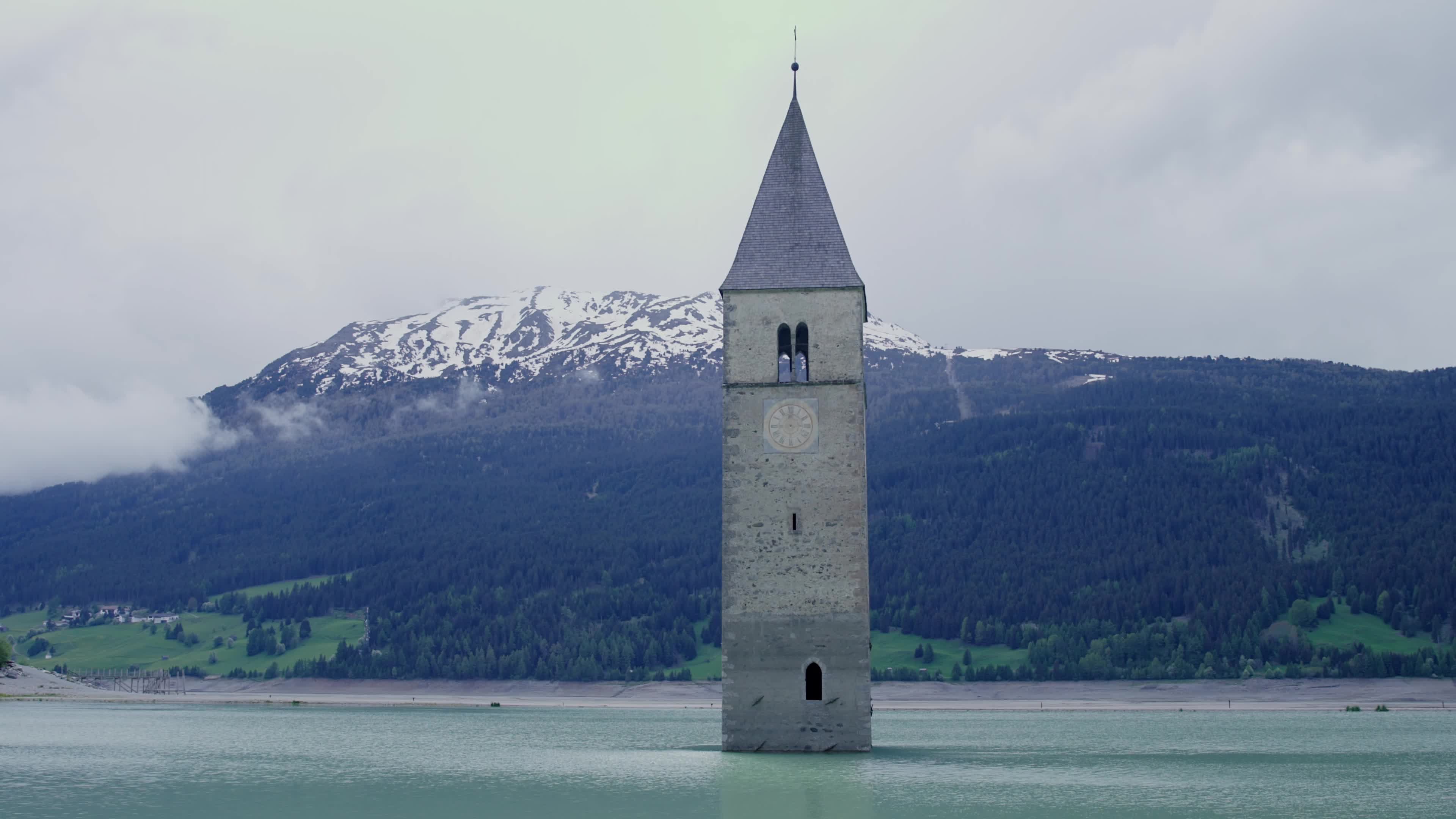 Reschensee Lake Drained for Alpine Road Construction