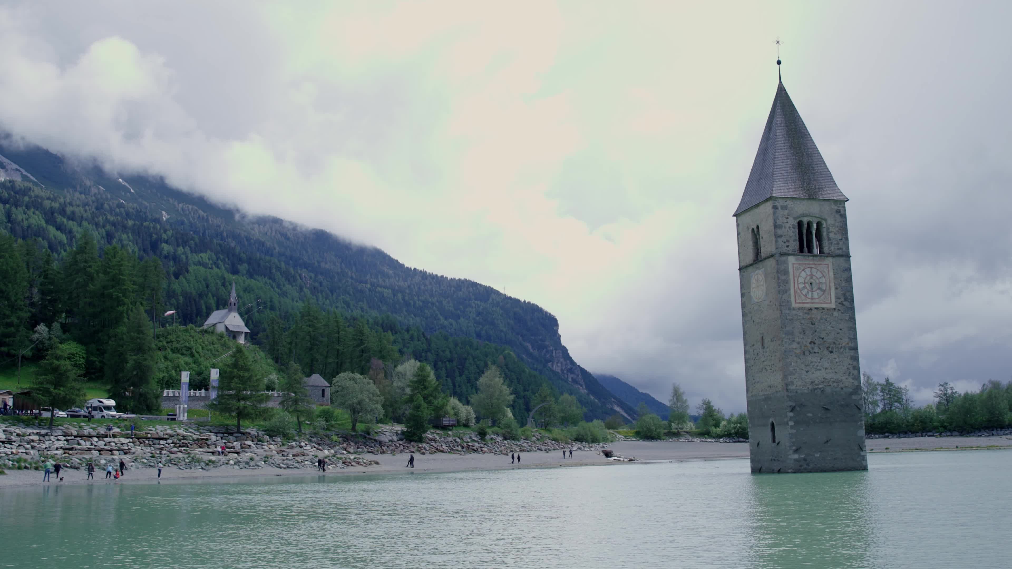 Reschensee Lake Drained for Alpine Road Construction