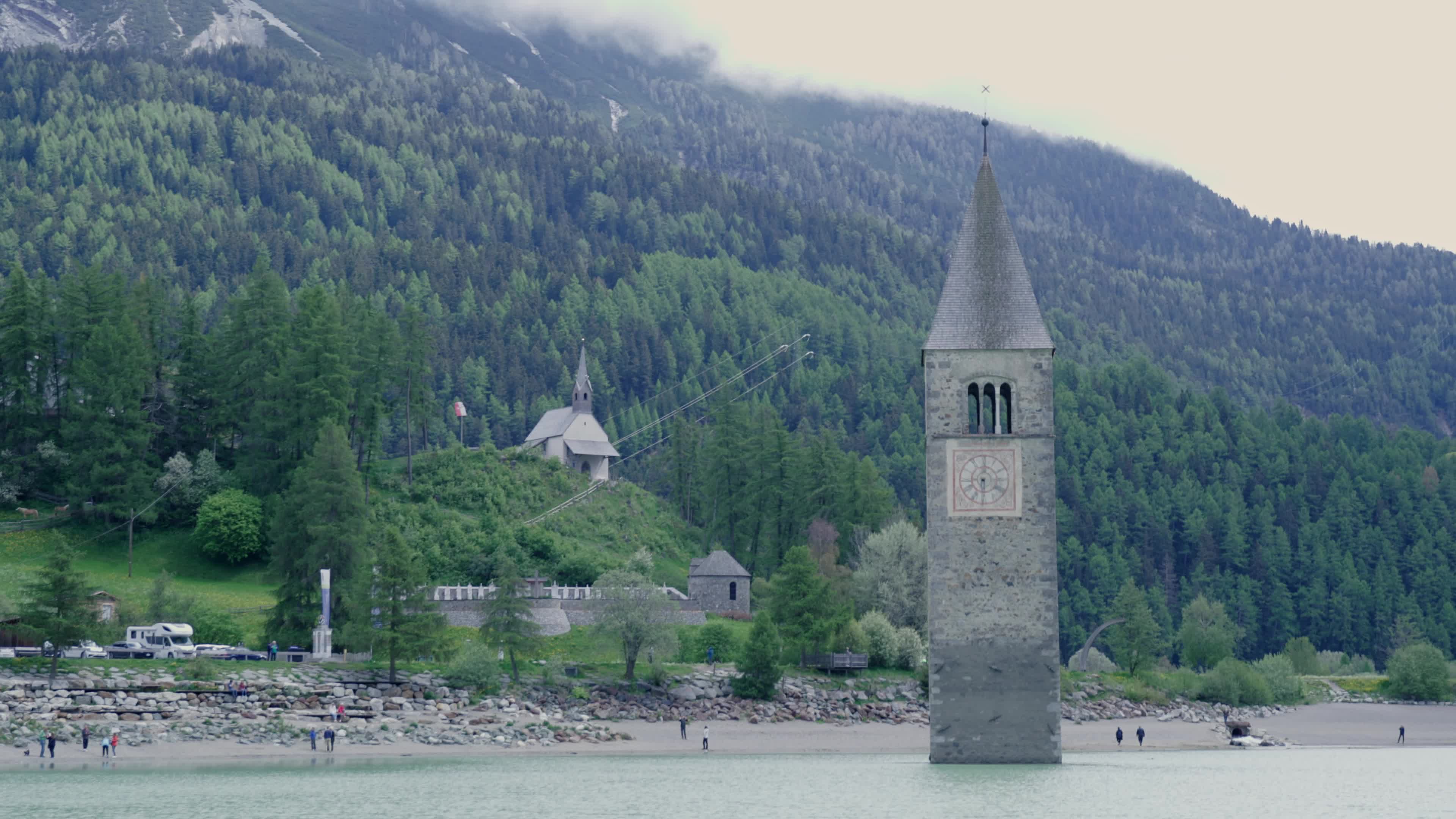 Reschensee Lake Drained for Alpine Road Construction