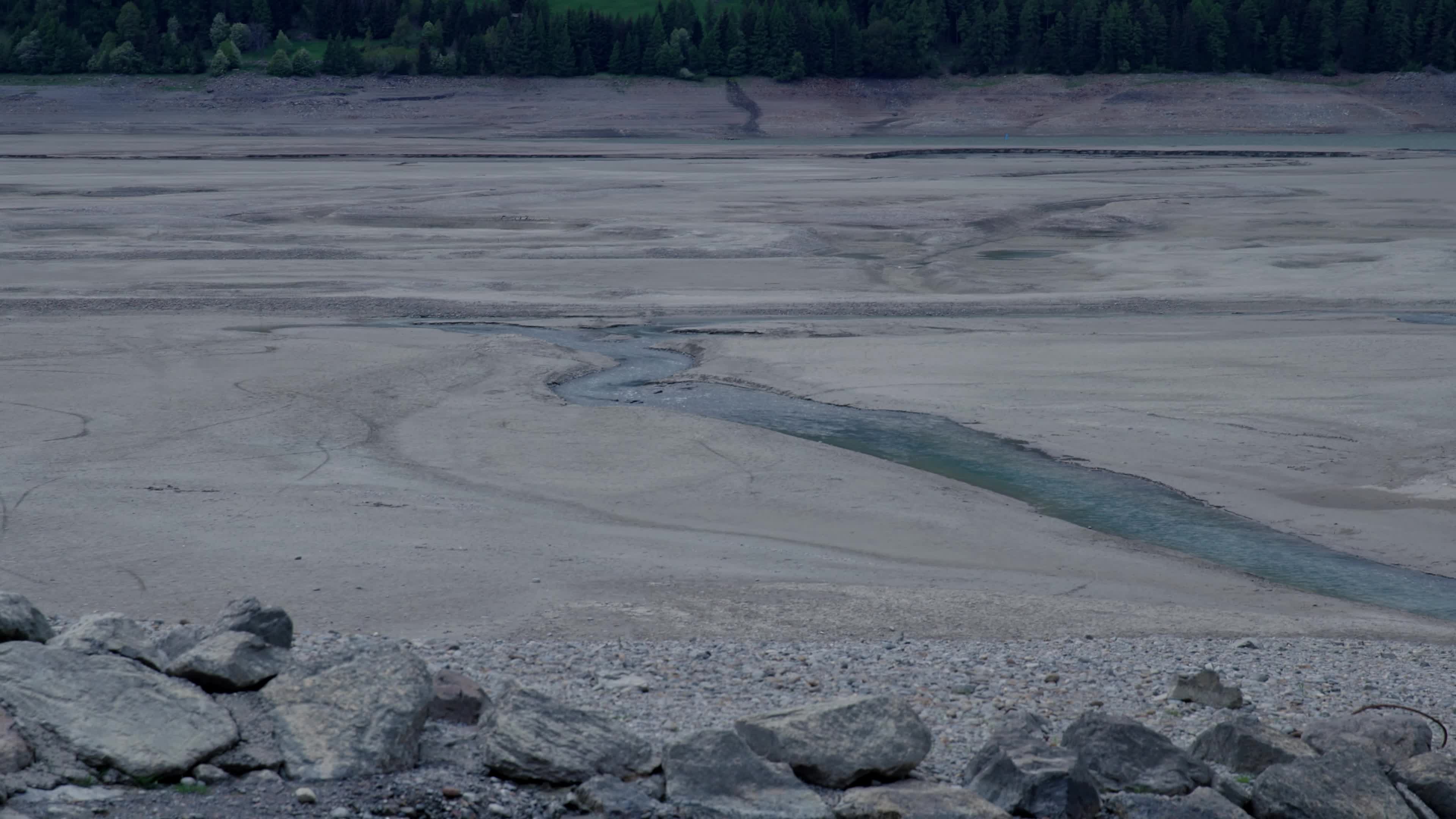 Reschensee Lake Drained for Alpine Road Construction