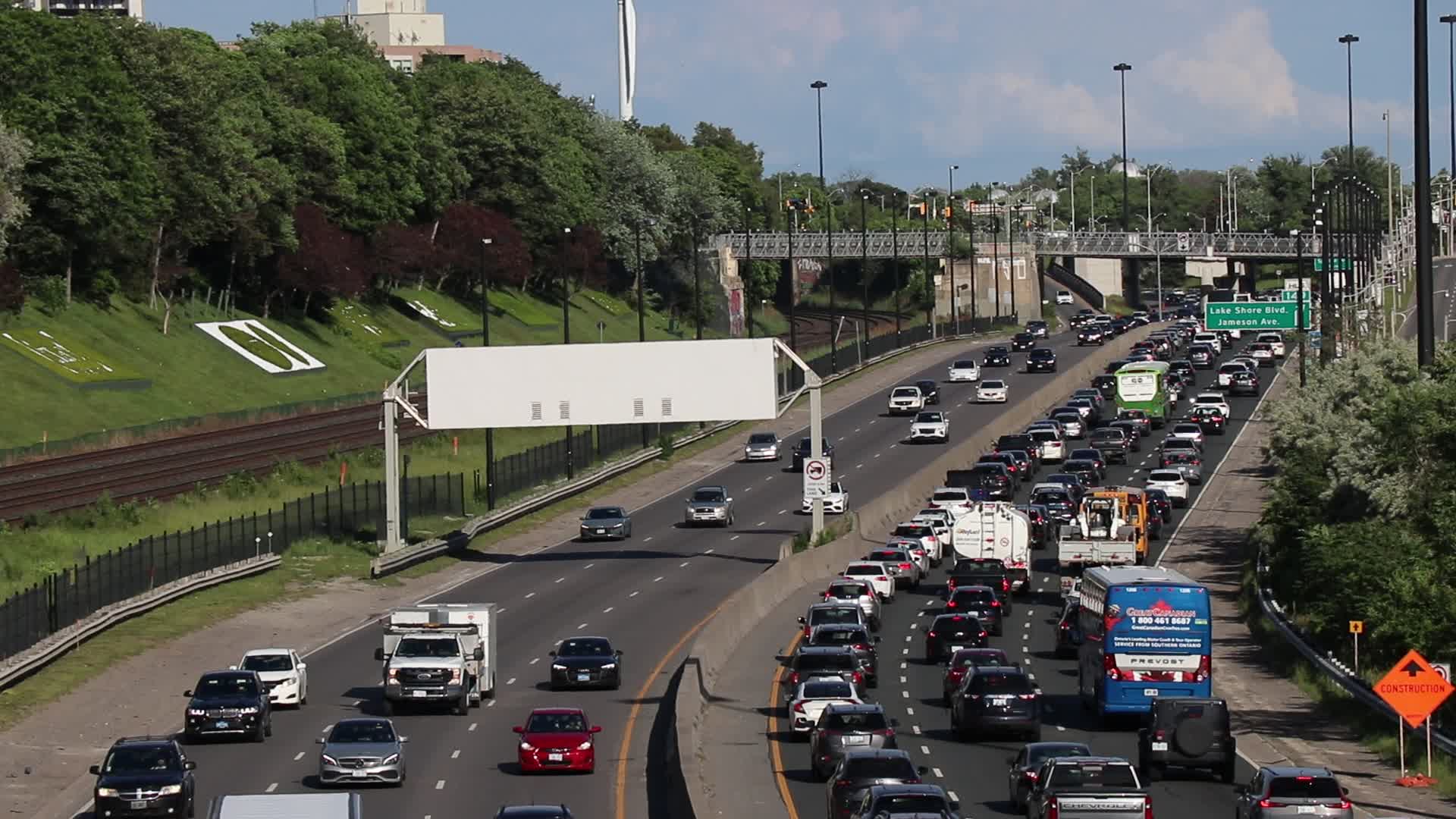 Traffic at Gardiner Expressway in Toronto, Canada