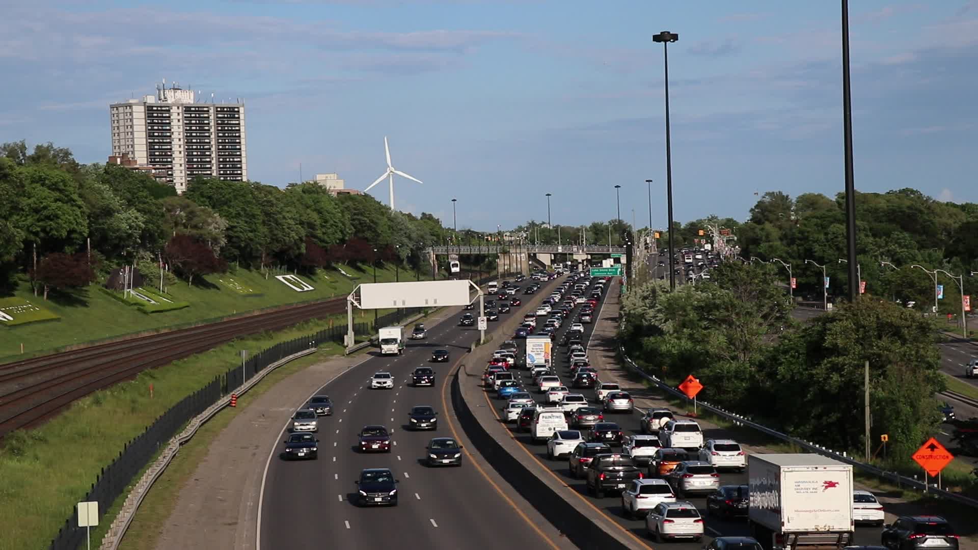 Traffic at Gardiner Expressway in Toronto, Canada