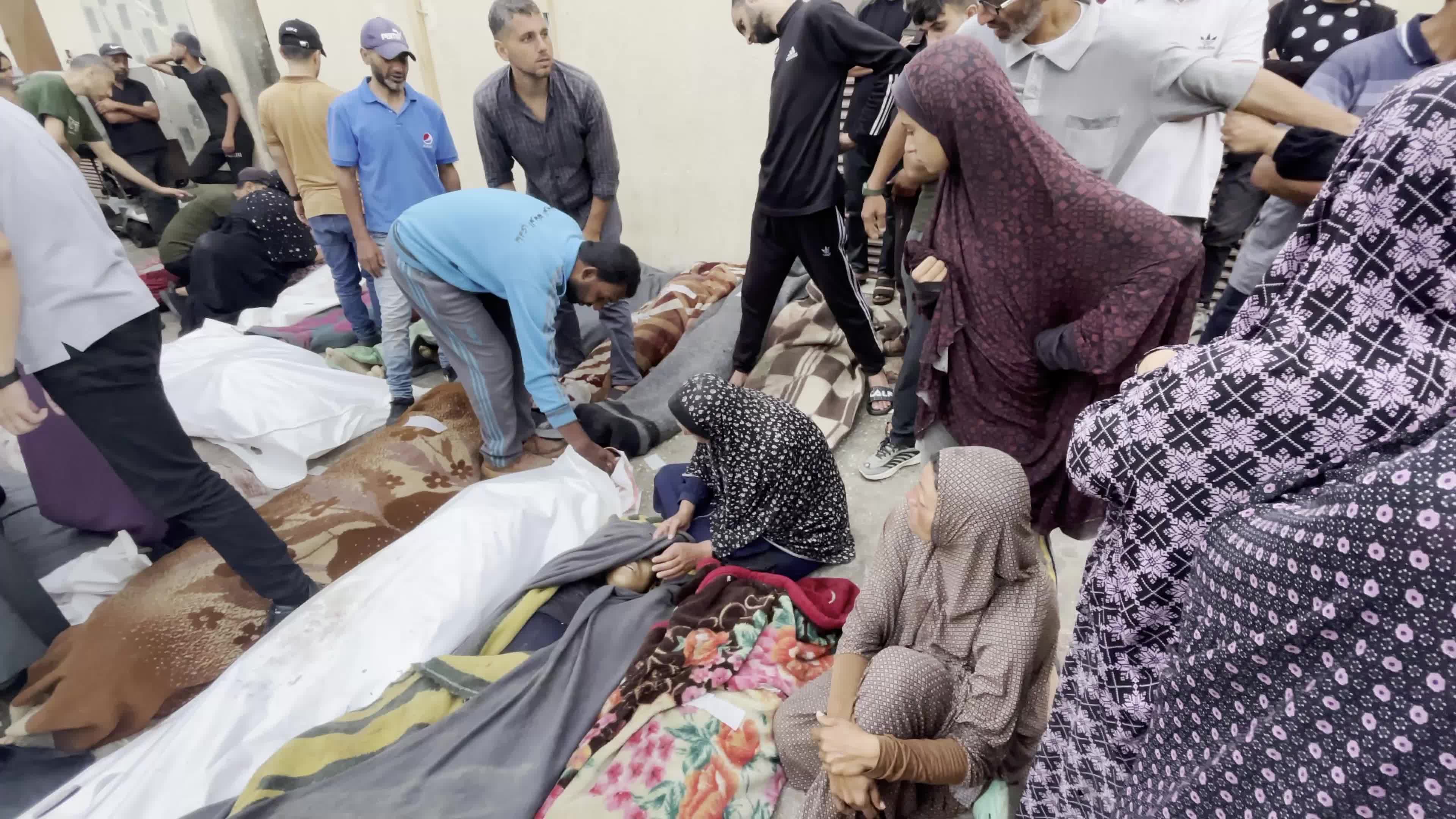 Funeral for people killed in the Israeli airstrike at a UN school