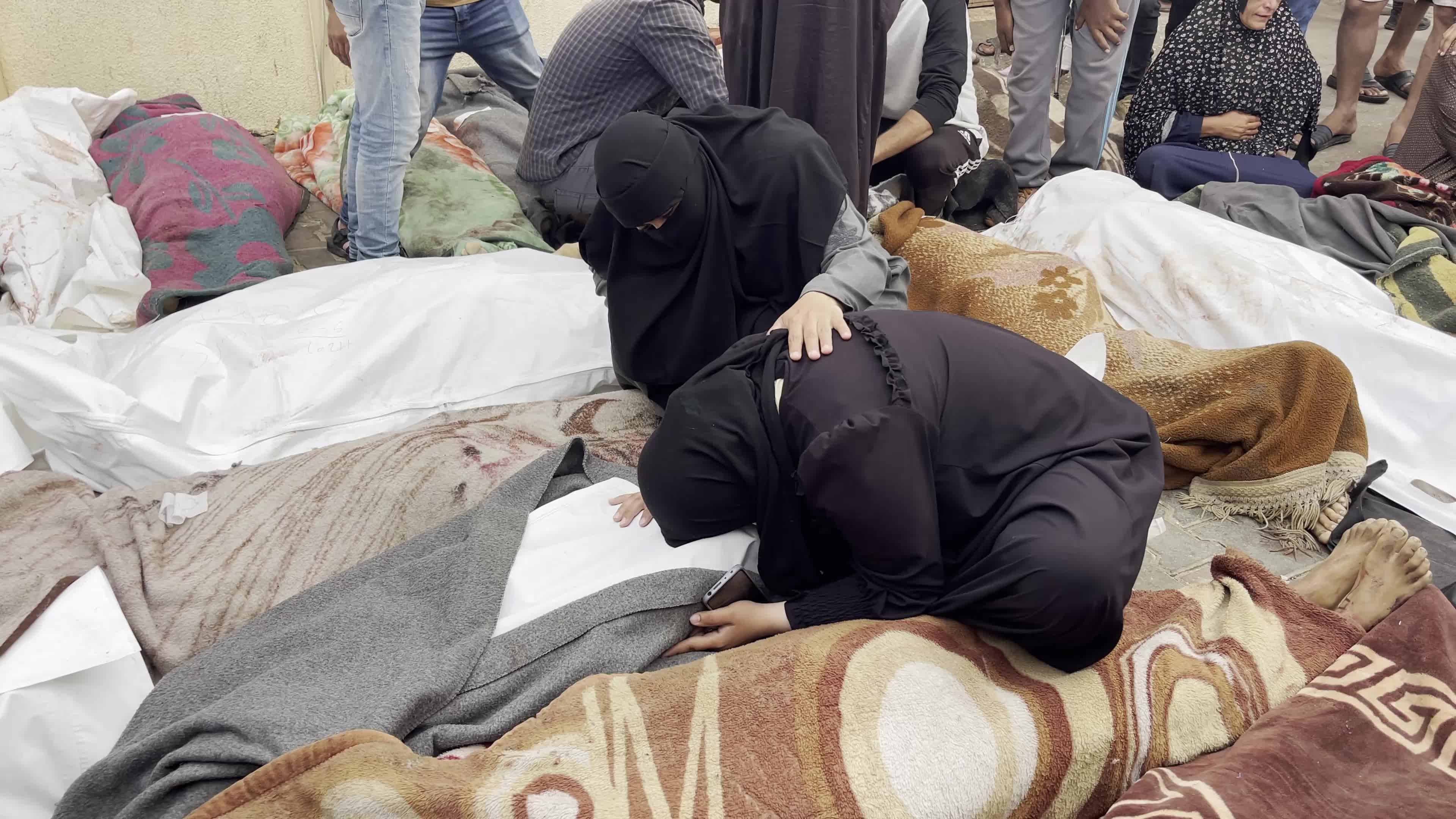 Funeral for people killed in the Israeli airstrike at a UN school