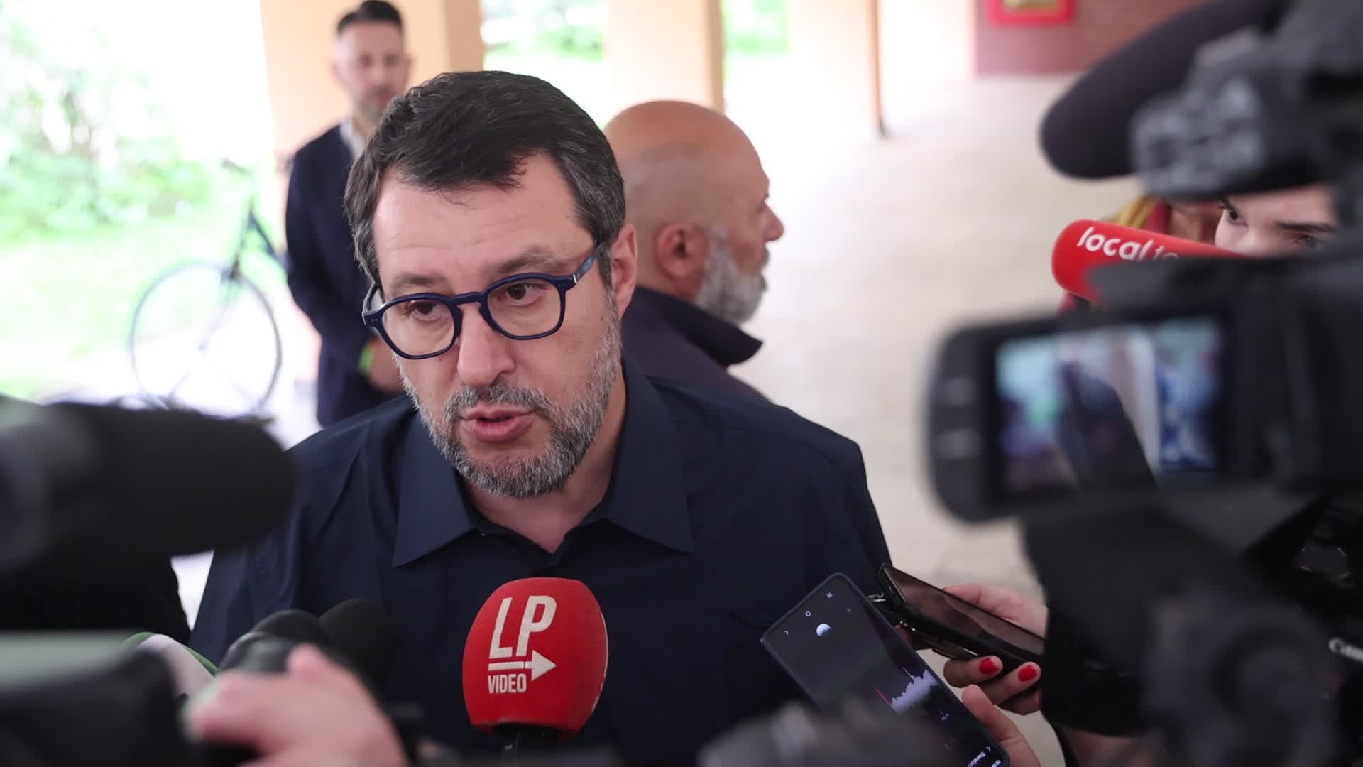 Matteo Salvini at the polling station to vote for the 2024 European Parliament election