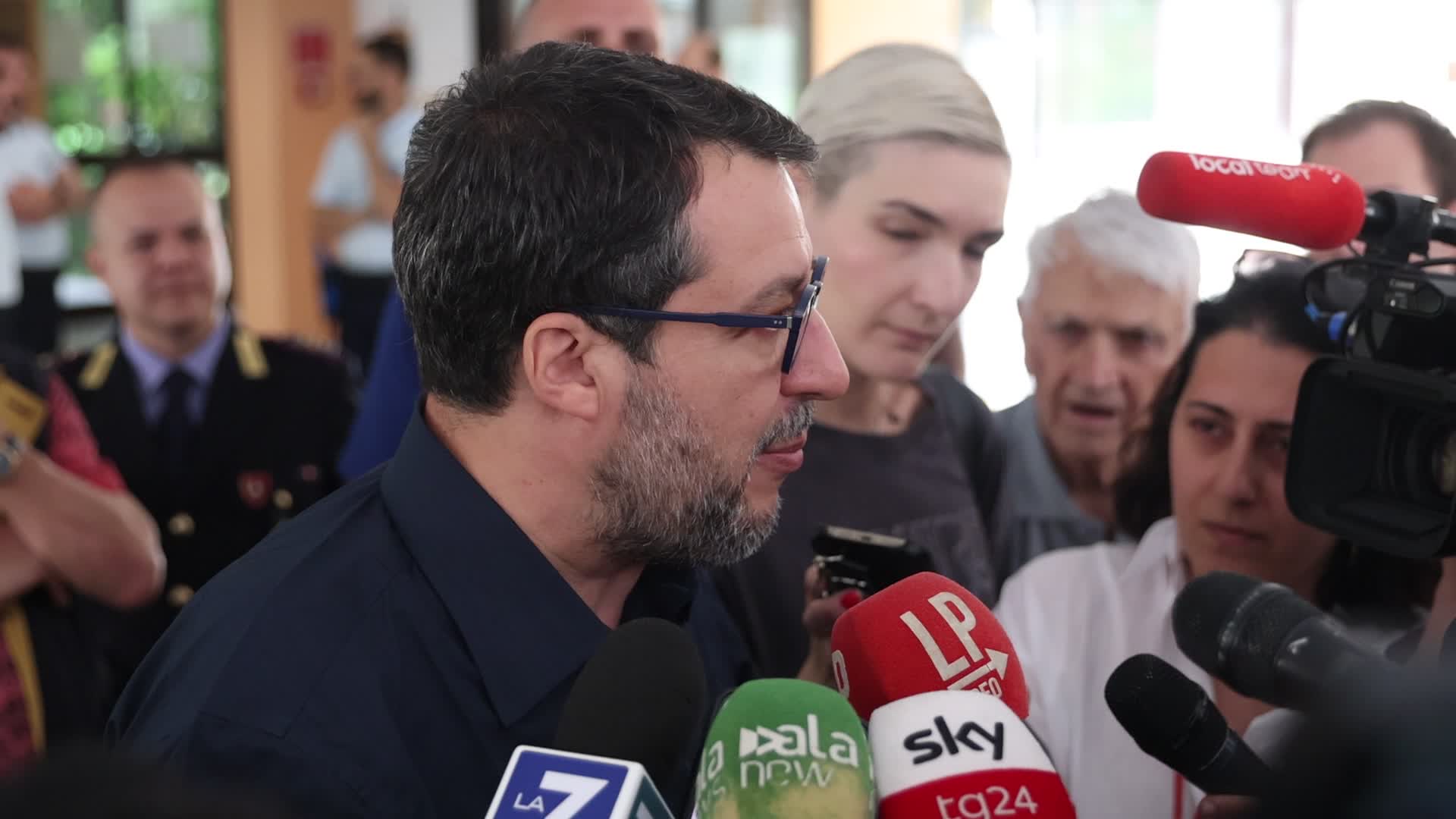 Matteo Salvini at the polling station to vote for the 2024 European Parliament election